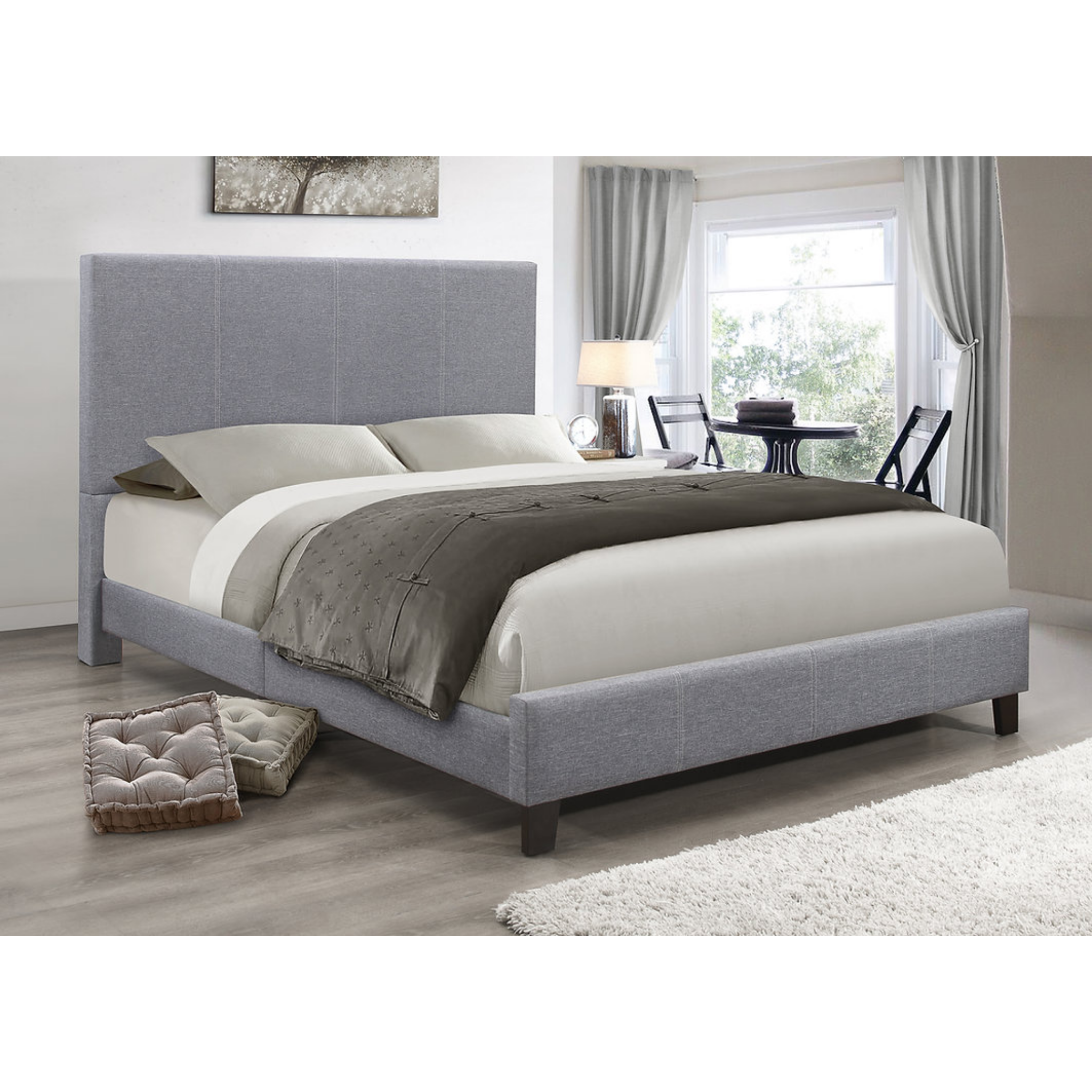 Queen Bed - Grey Fabric Bed IF 5474