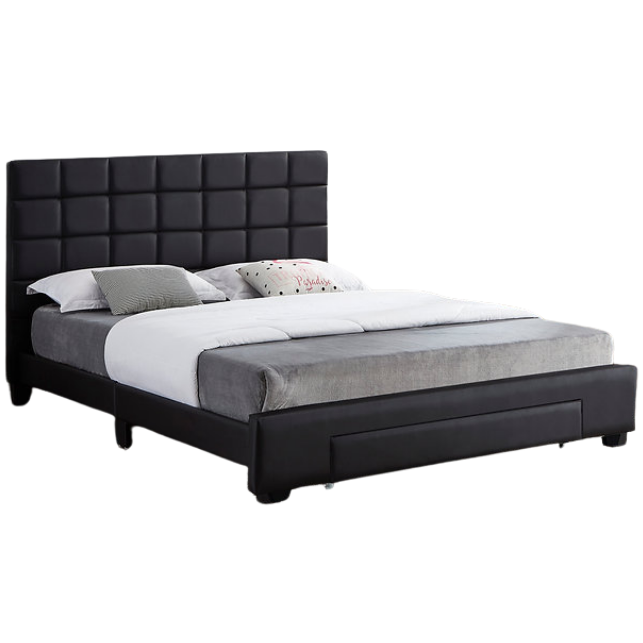 Lit double - Lit en PU noir avec tiroirs avant 5490