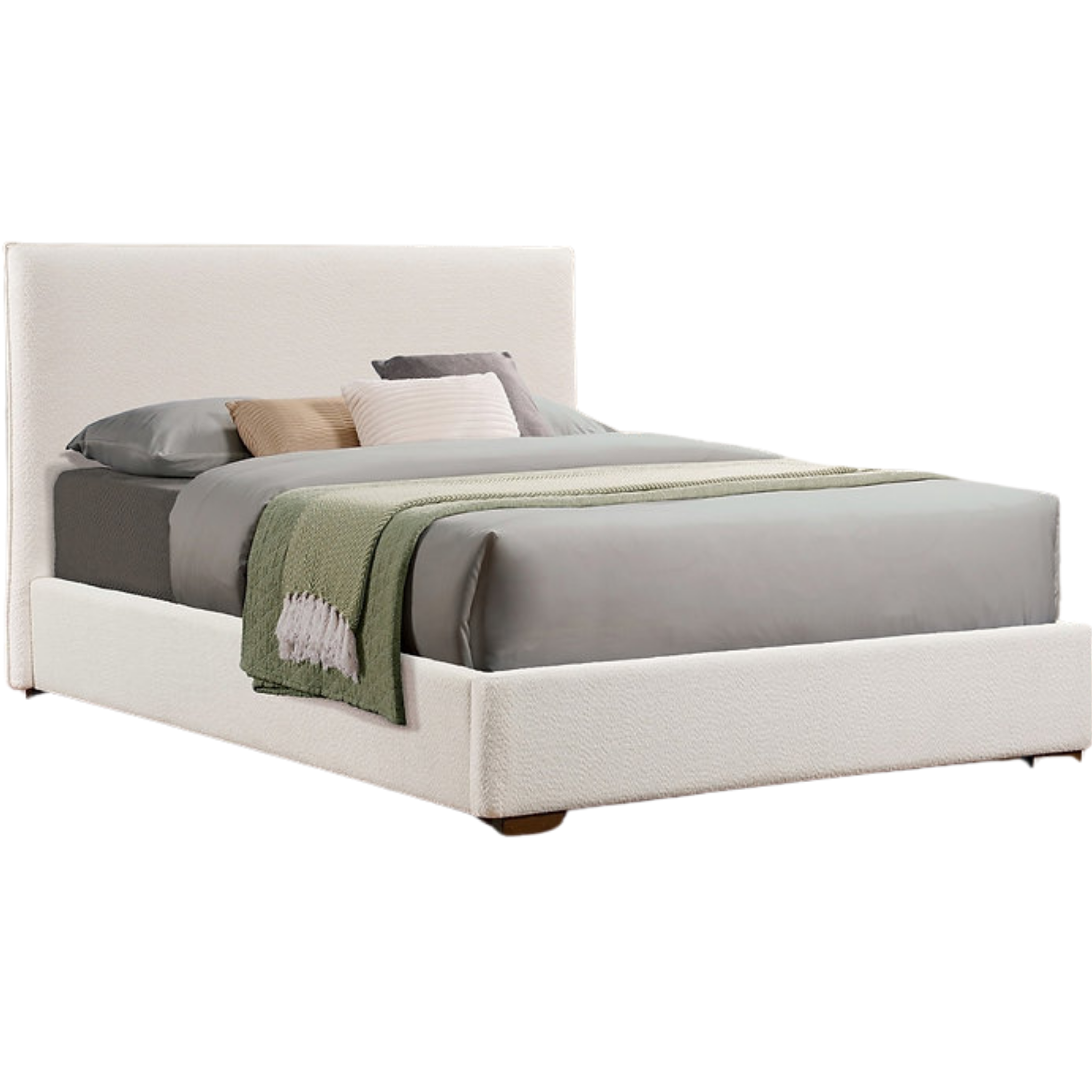 Lit double - Lit plateforme en tissu bouclé beige 5568