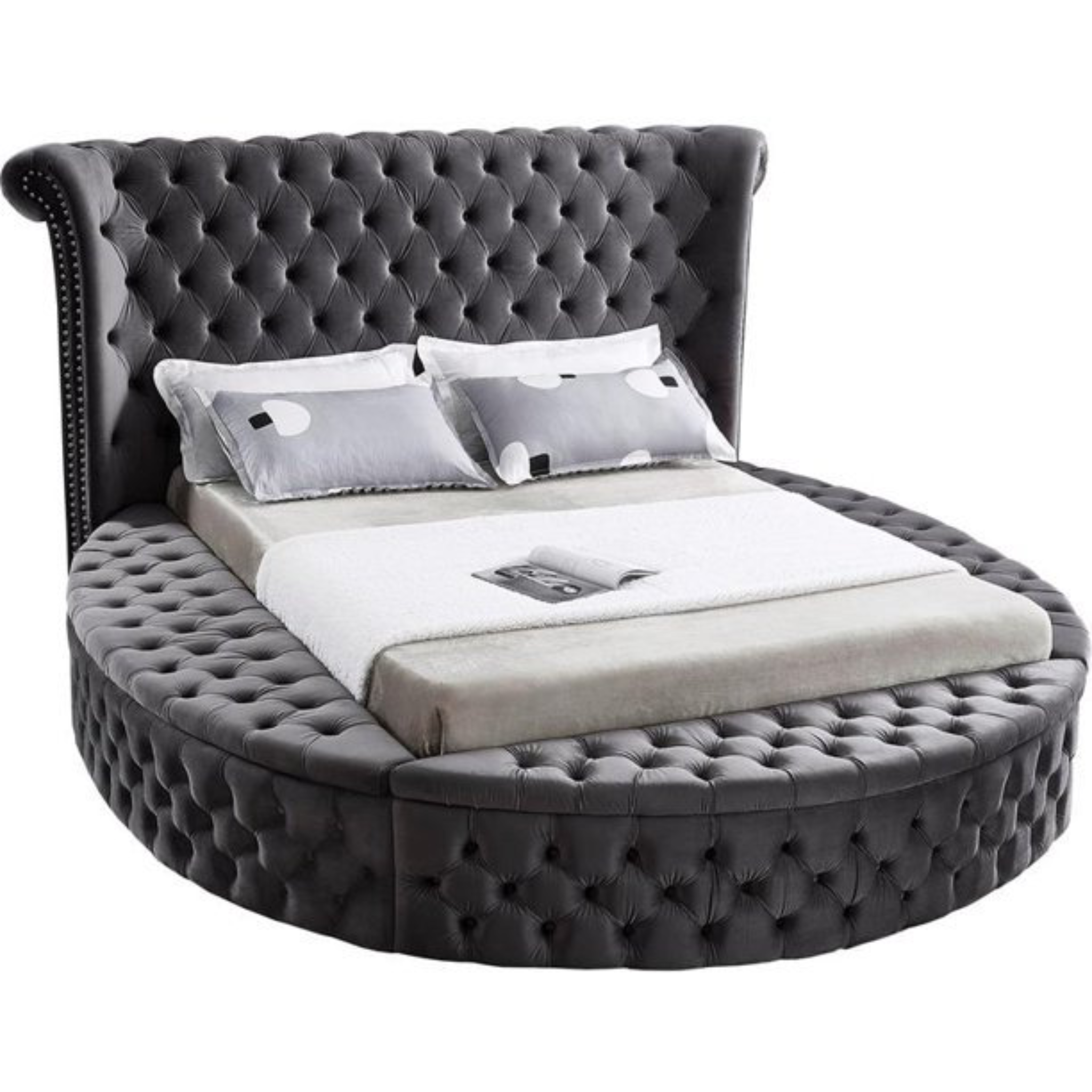 Queen Bed - Grey Velvet Bed IF 5770
