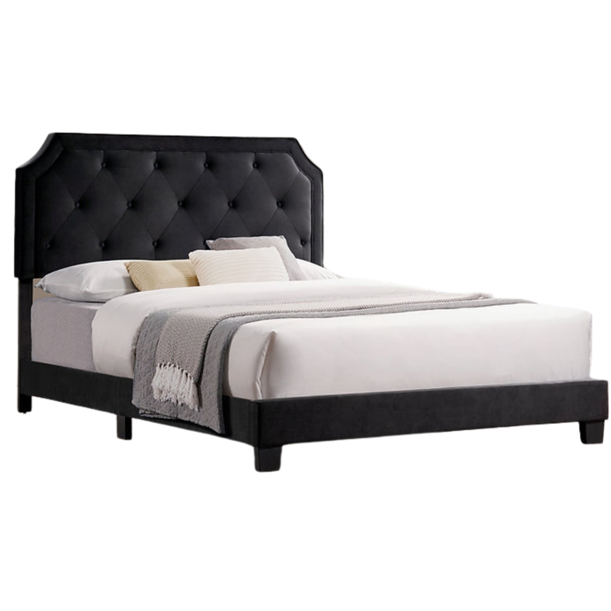 King Bed - Black Velvet Fabric Platform Bed 5613