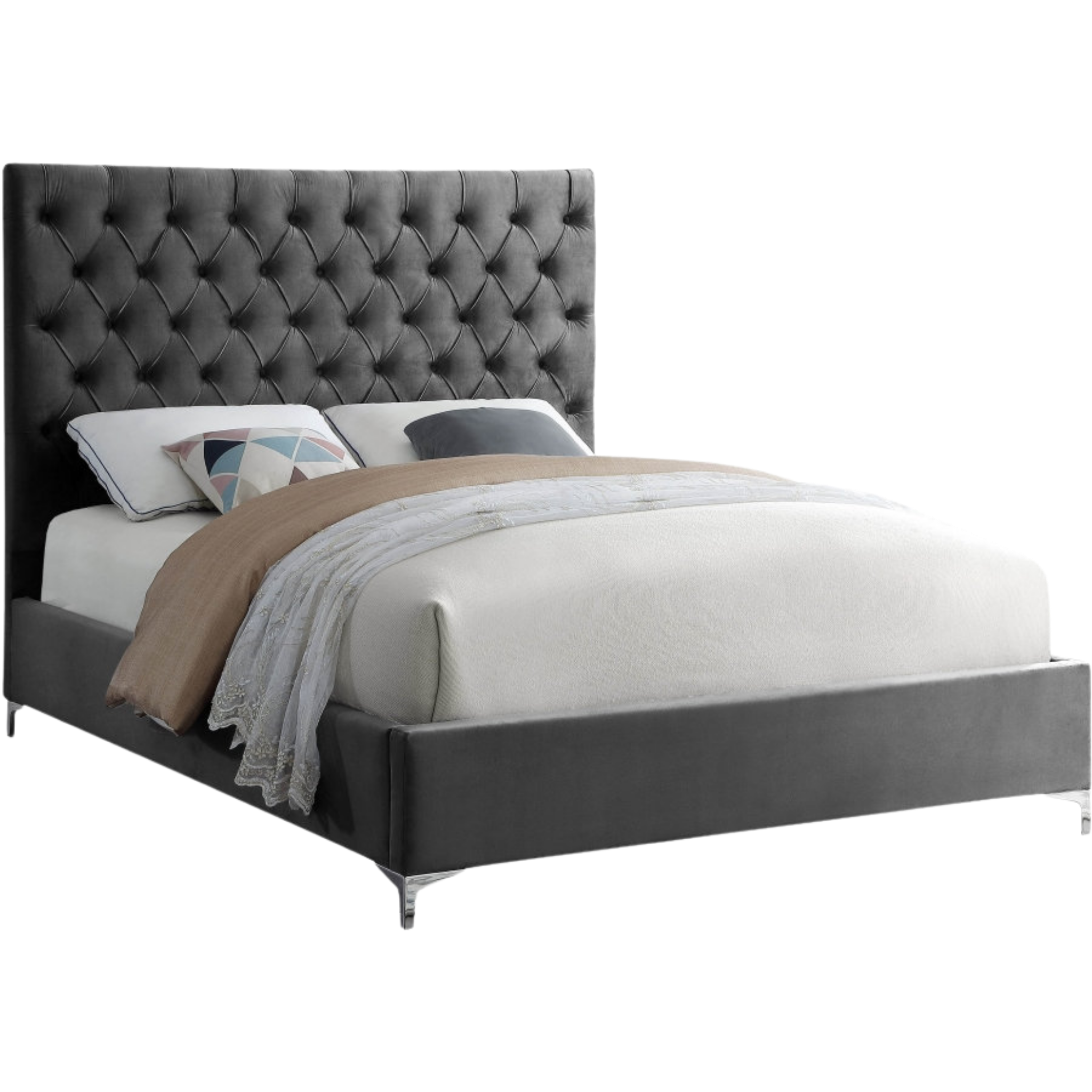 King Bed - Grey Velvet Bed IF 5640