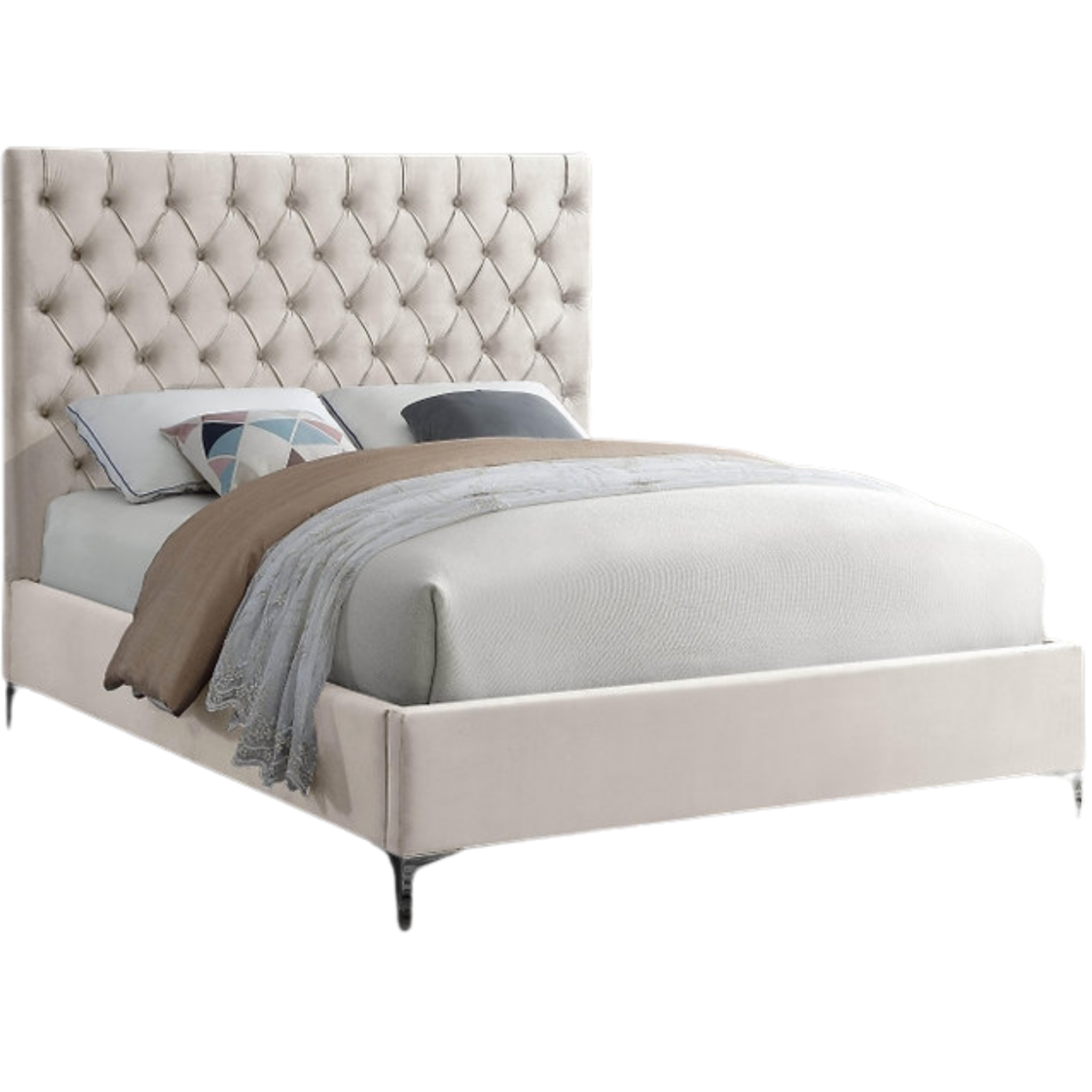 Lit double - Lit en velours crème IF 5642