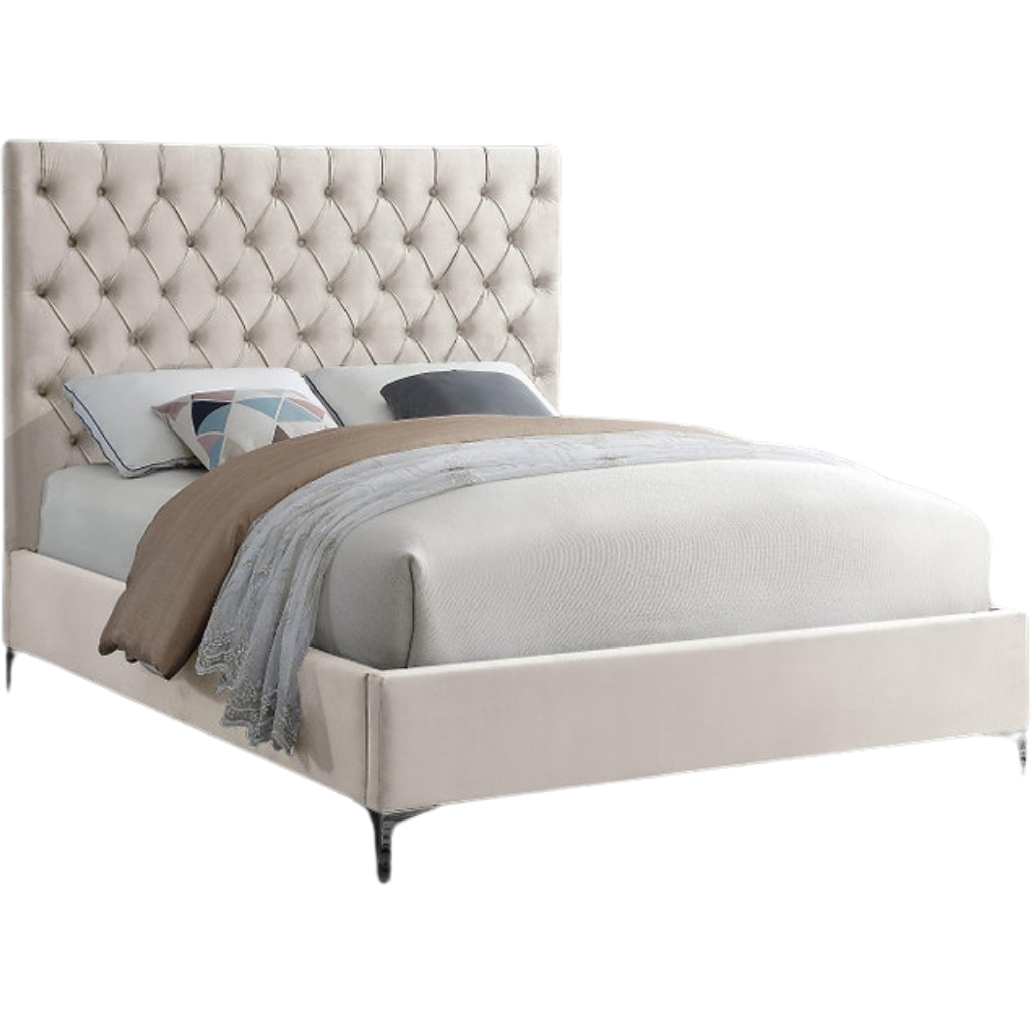 King Bed - Creme Velvet Bed IF 5642