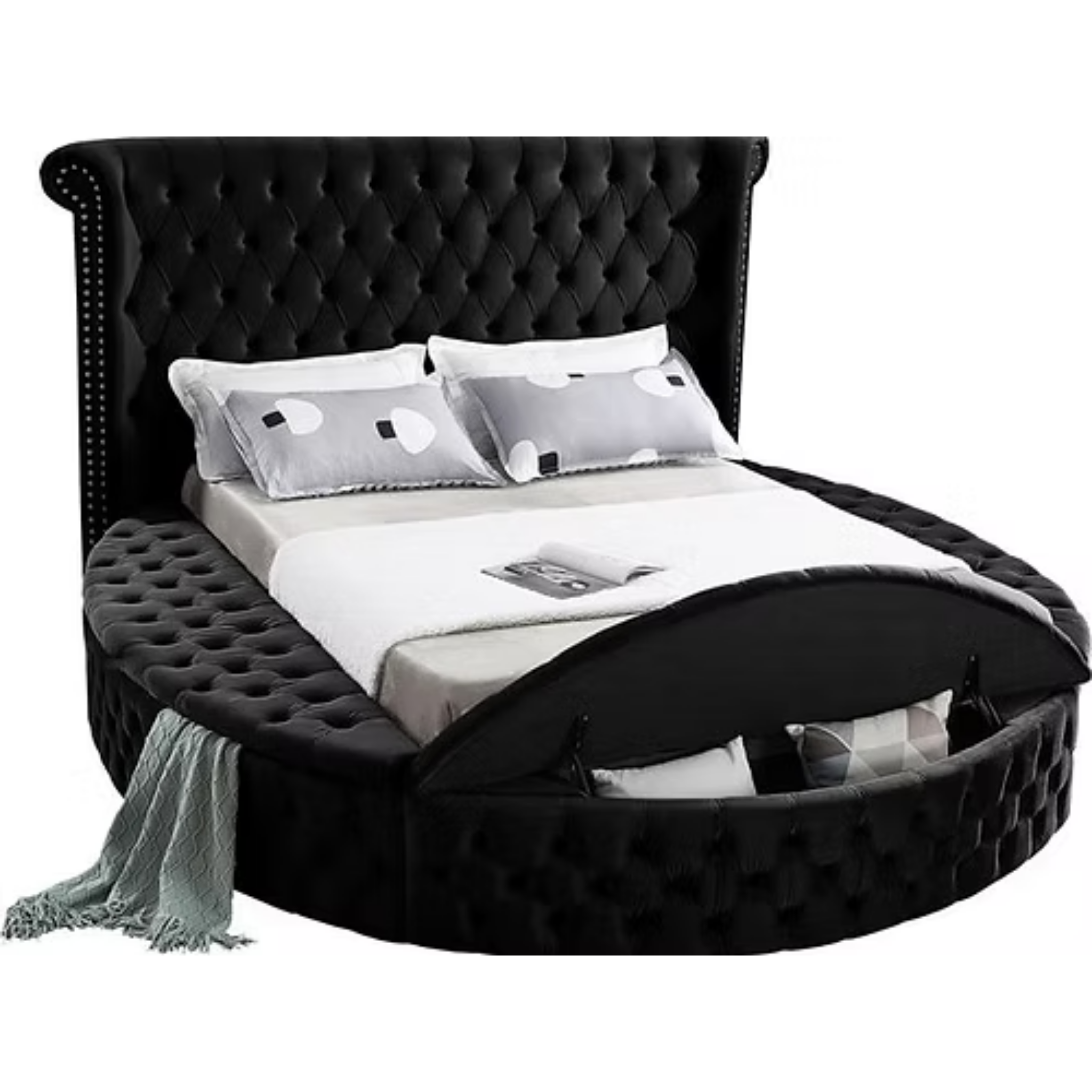 King Bed - Black Velvet Bed IF 5773