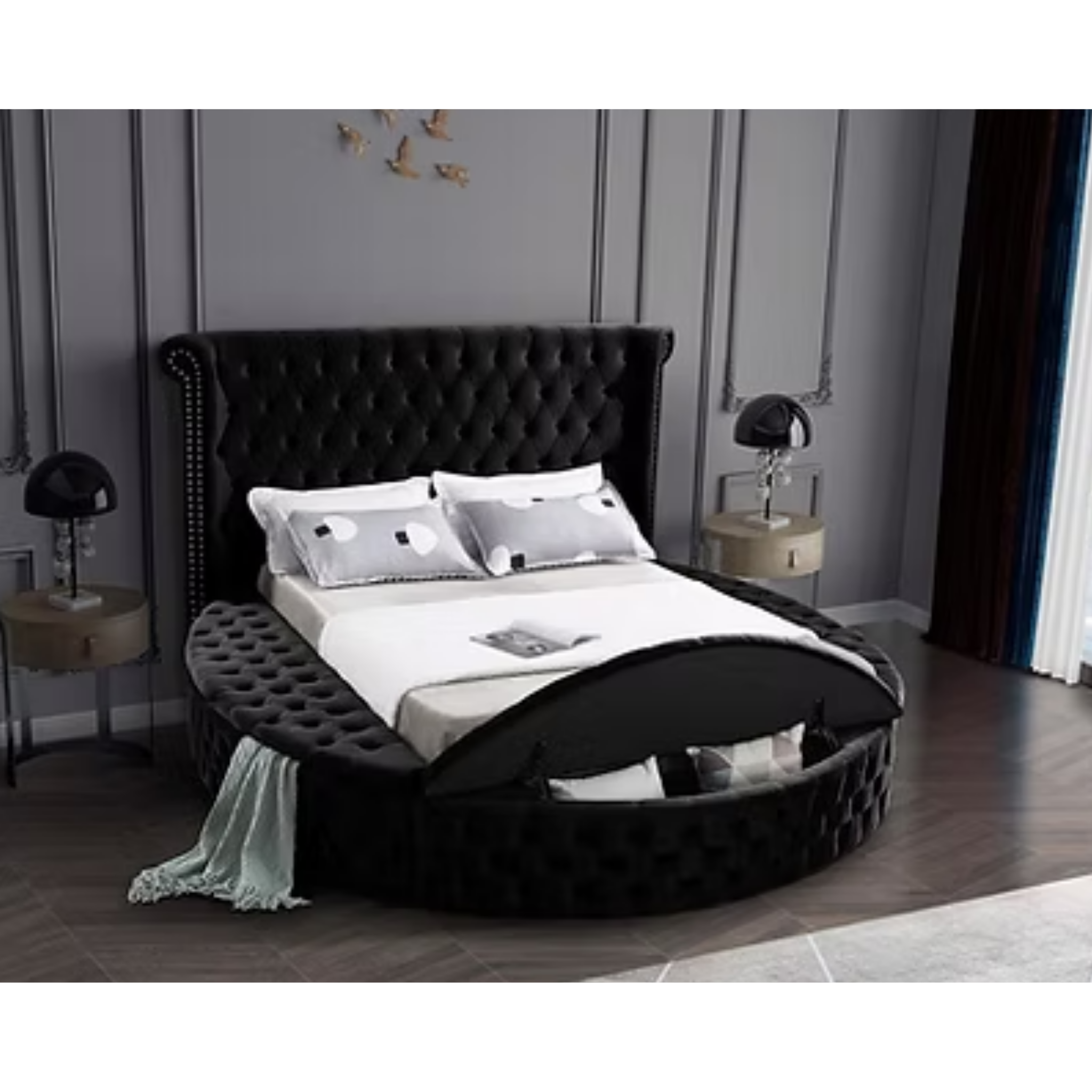 King Bed - Black Velvet Bed IF 5773
