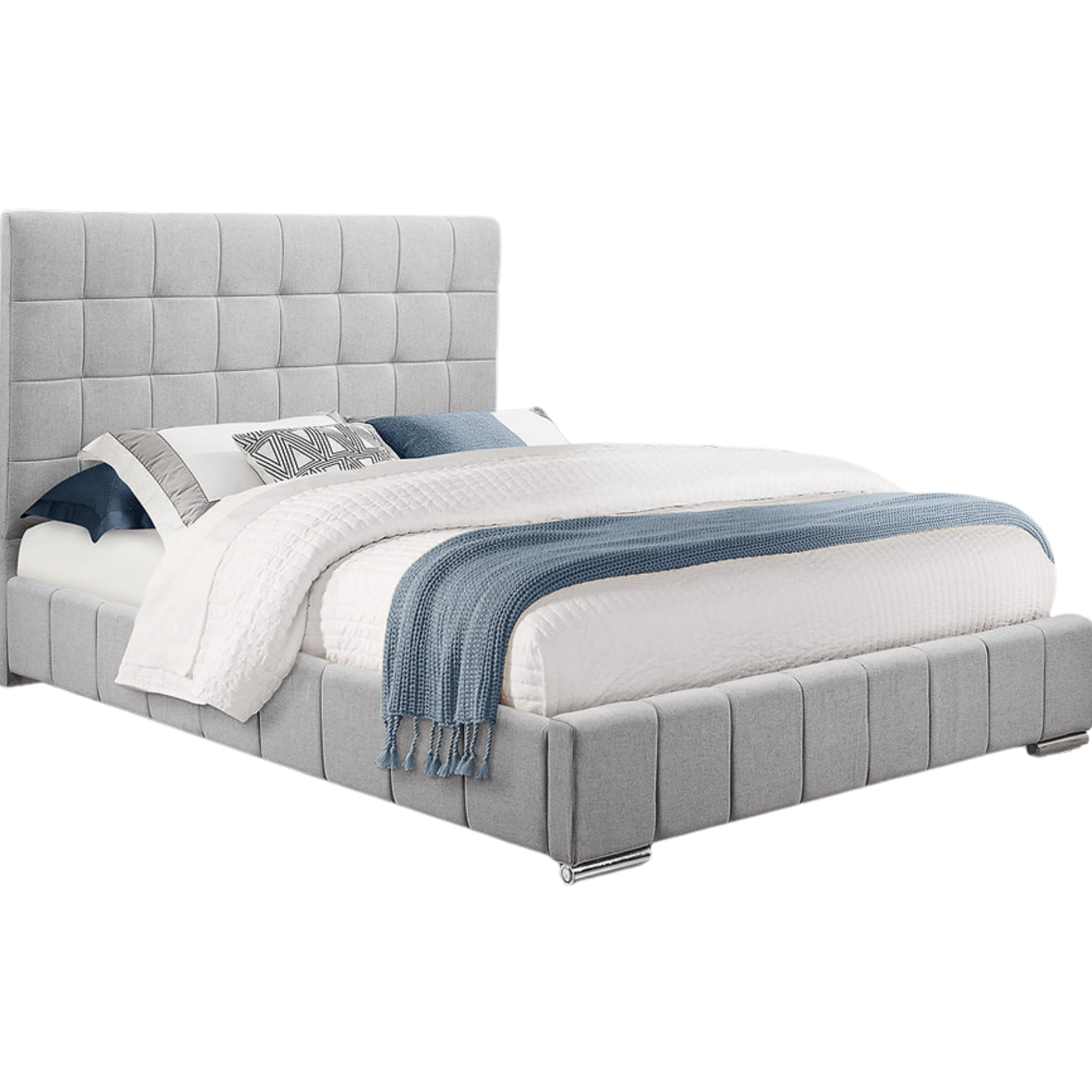 Queen Bed - Grey Velvet Bed IF 5780