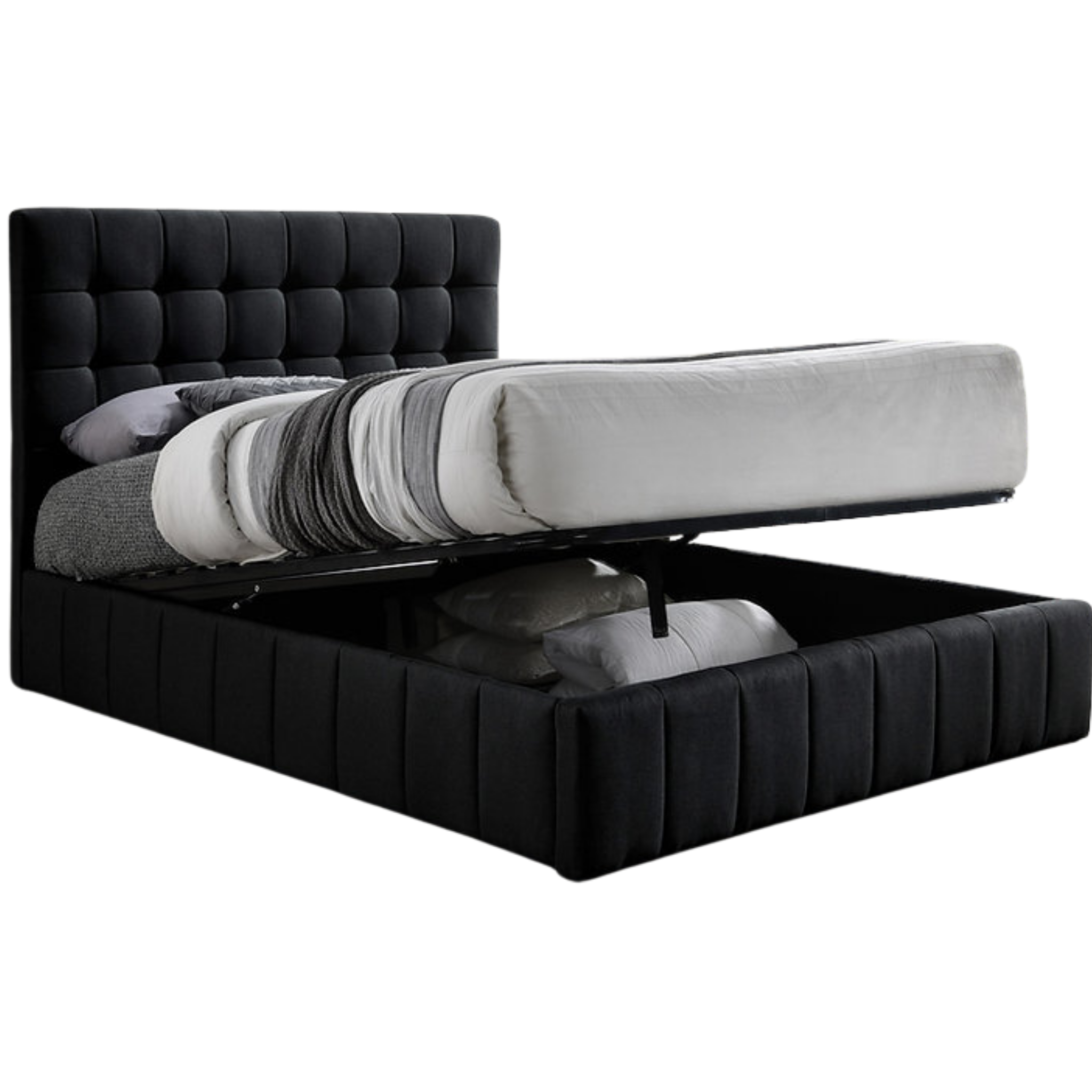 Lit double - Lit de rangement hydraulique noir IF 5785