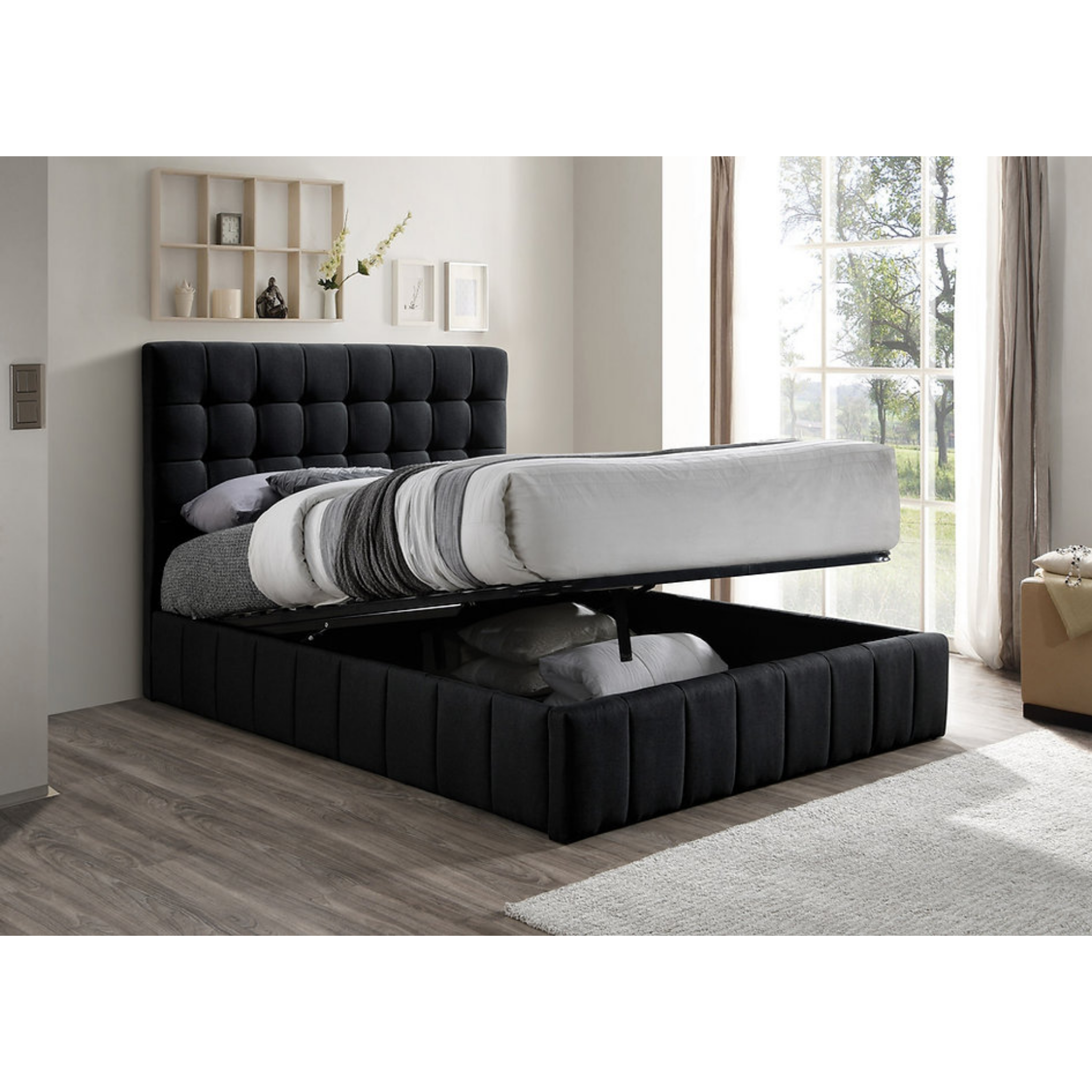 Queen Bed - Hydraulic Storage Bed Black IF 5785