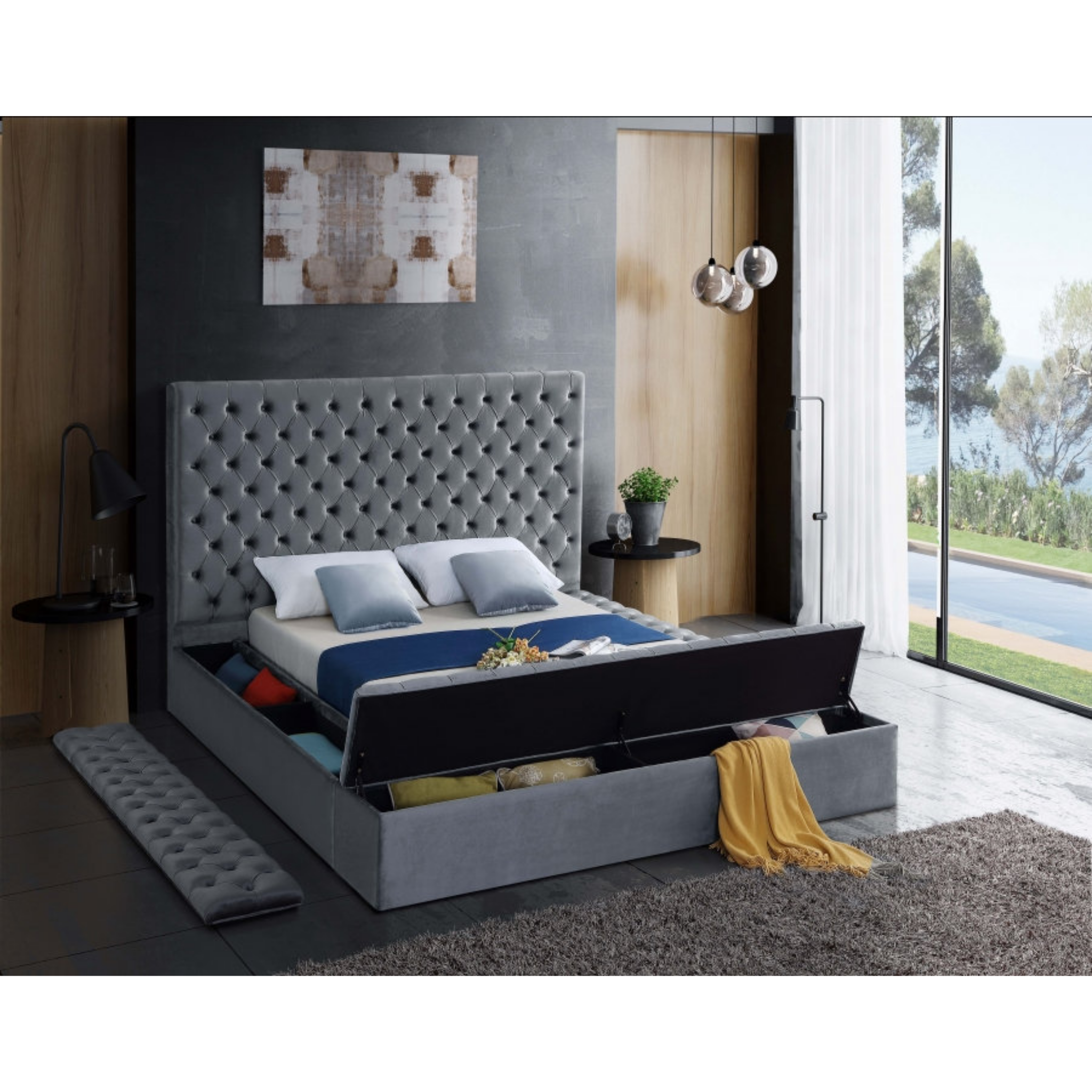 King Bed - Grey Velvet Bed IF 5790