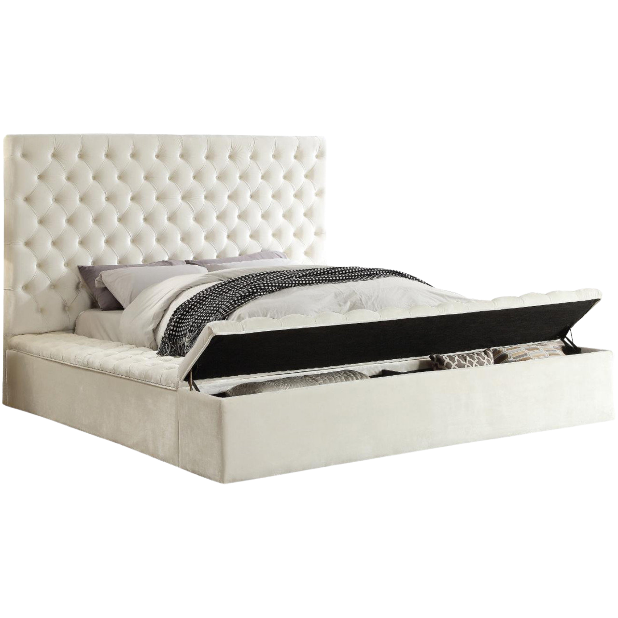 Queen Bed - Cream Platform Bed 5792