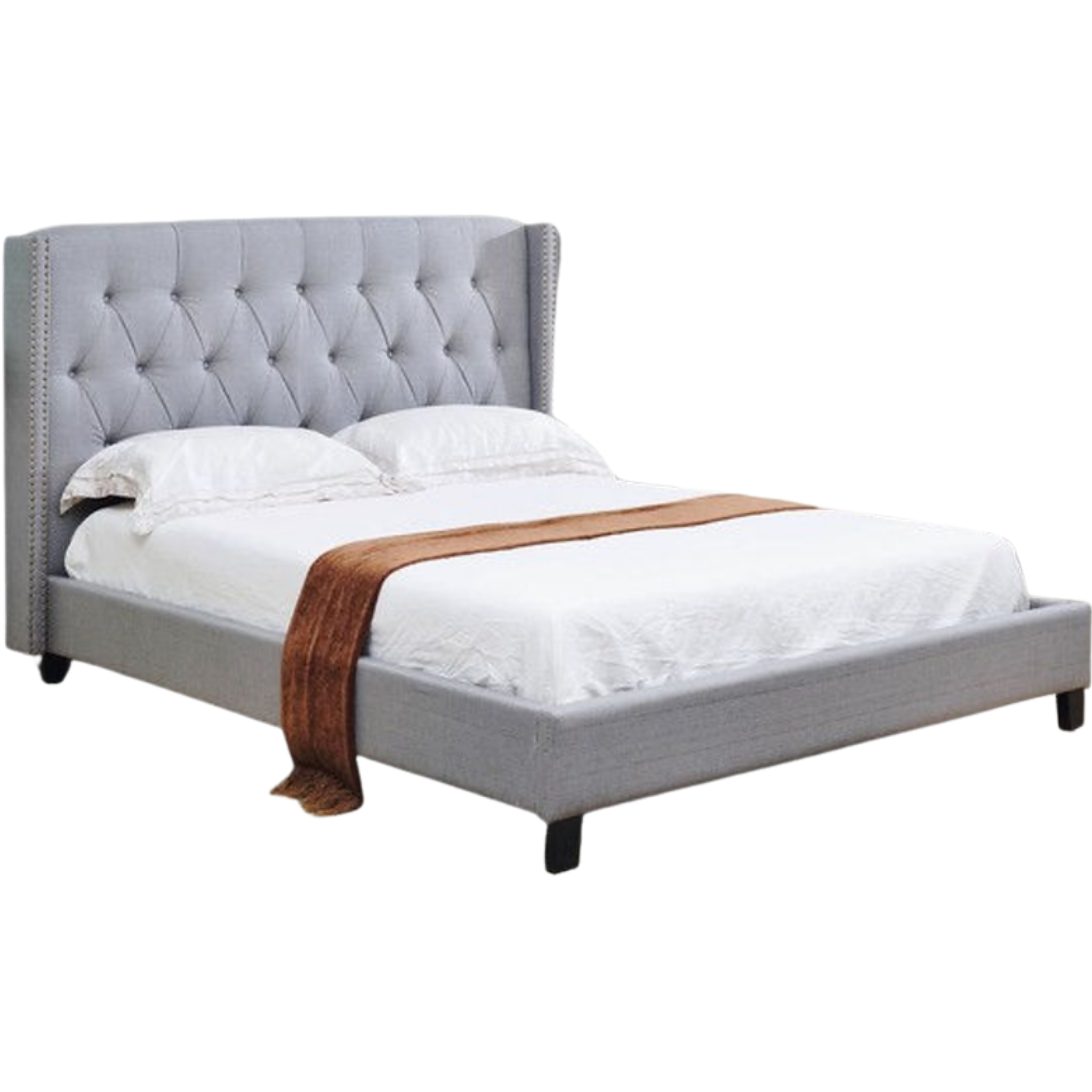 King Bed - Light Grey Fabric Bed #5801