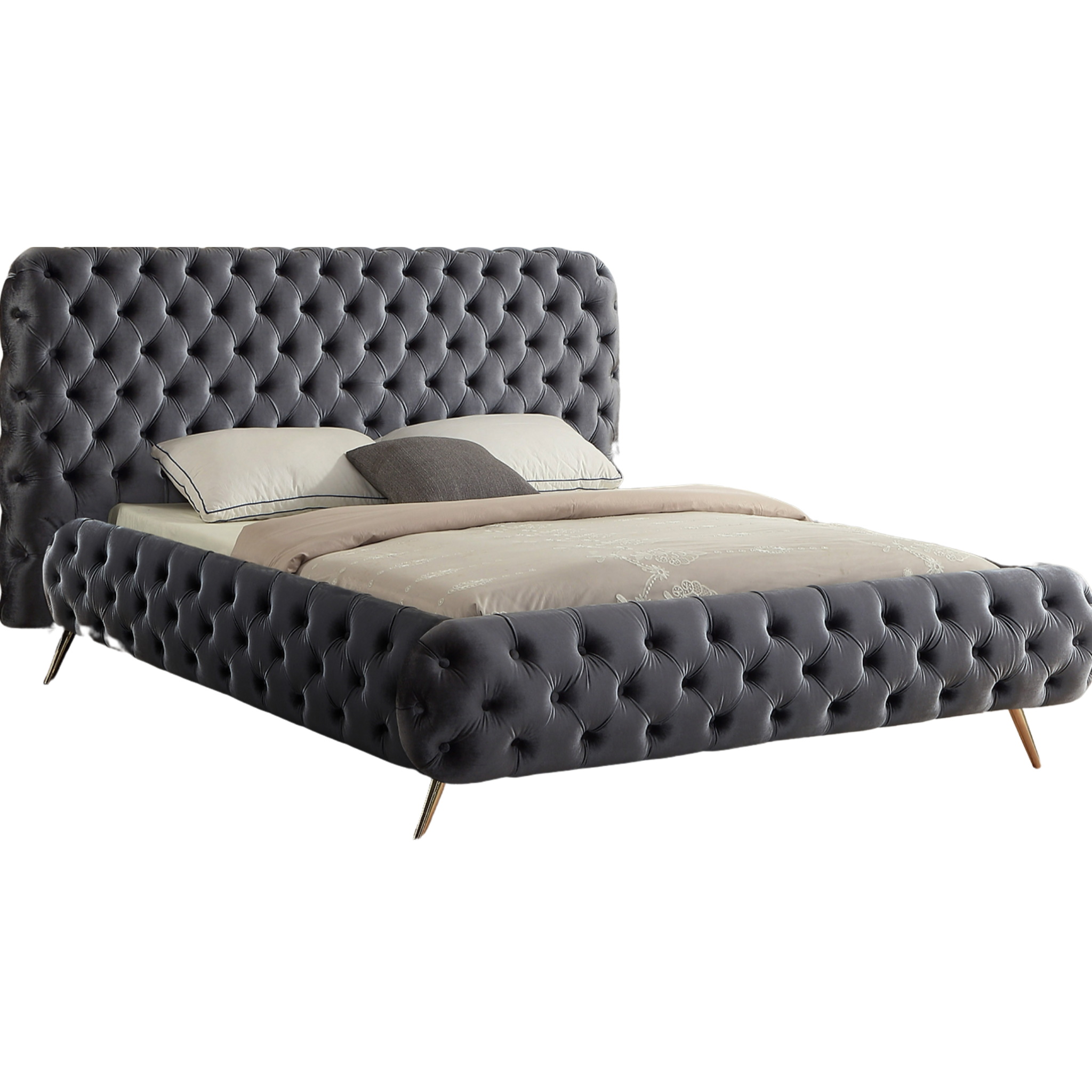 King Bed - Grey Velvet Bed IF 5865
