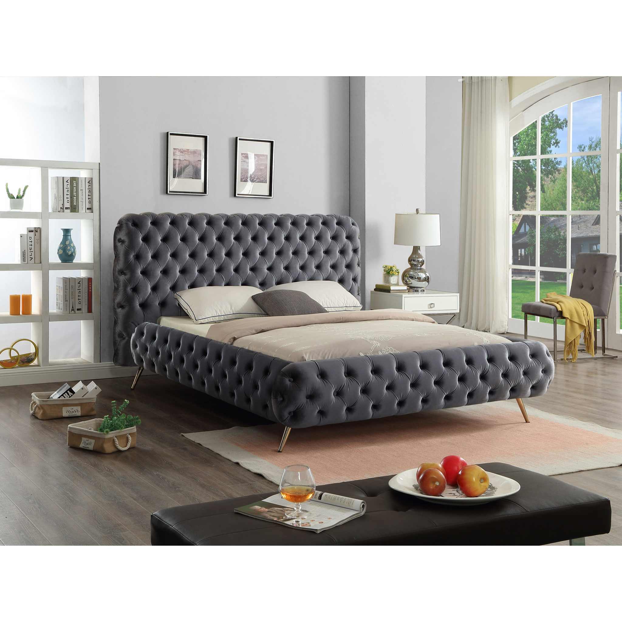King Bed - Grey Velvet Bed IF 5865