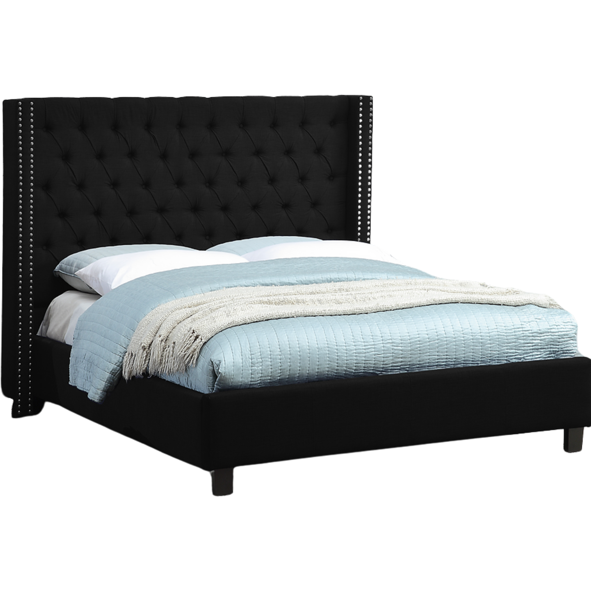 King Bed - Black Fabric Wing Bed 5899