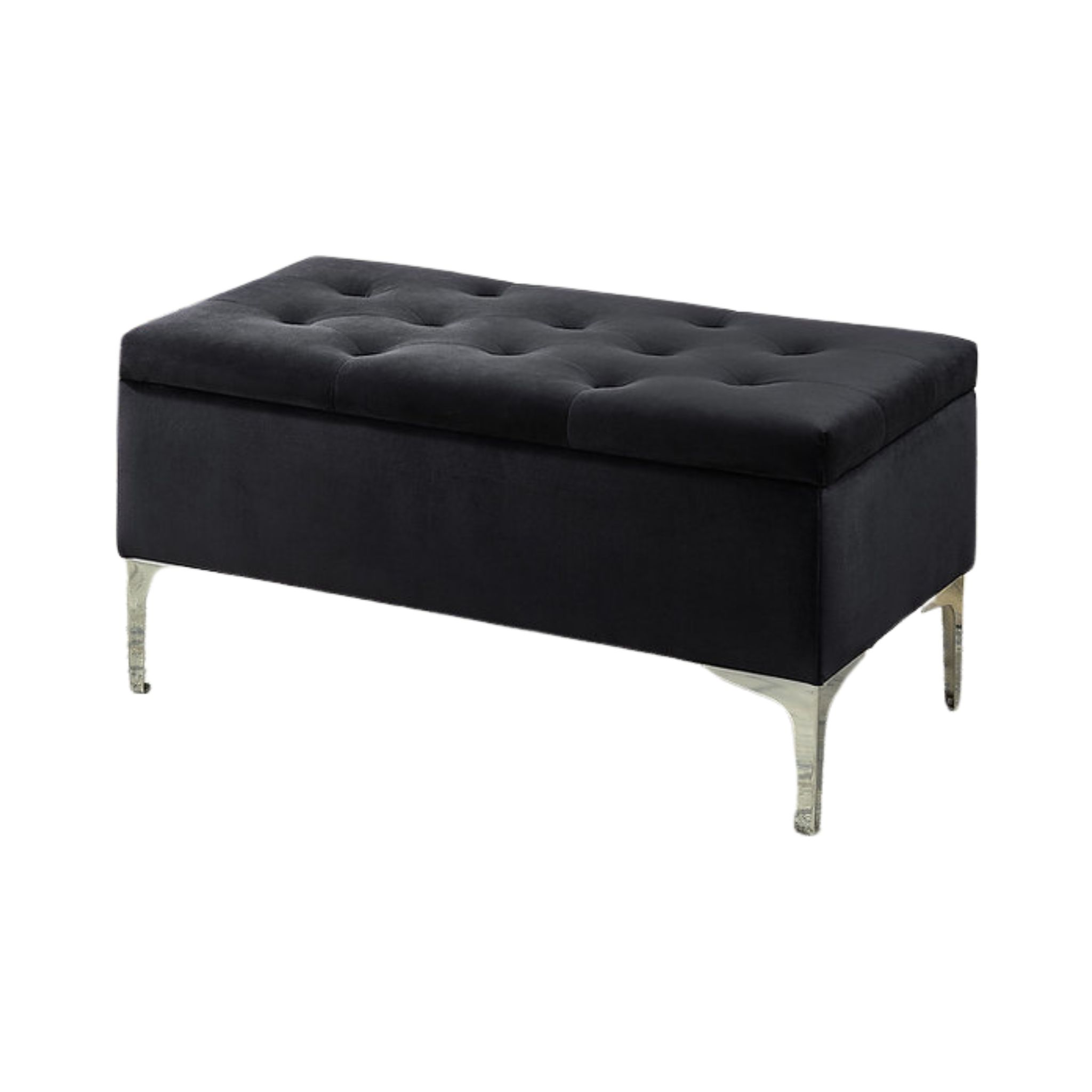 Black Velvet Storage Bench 6256