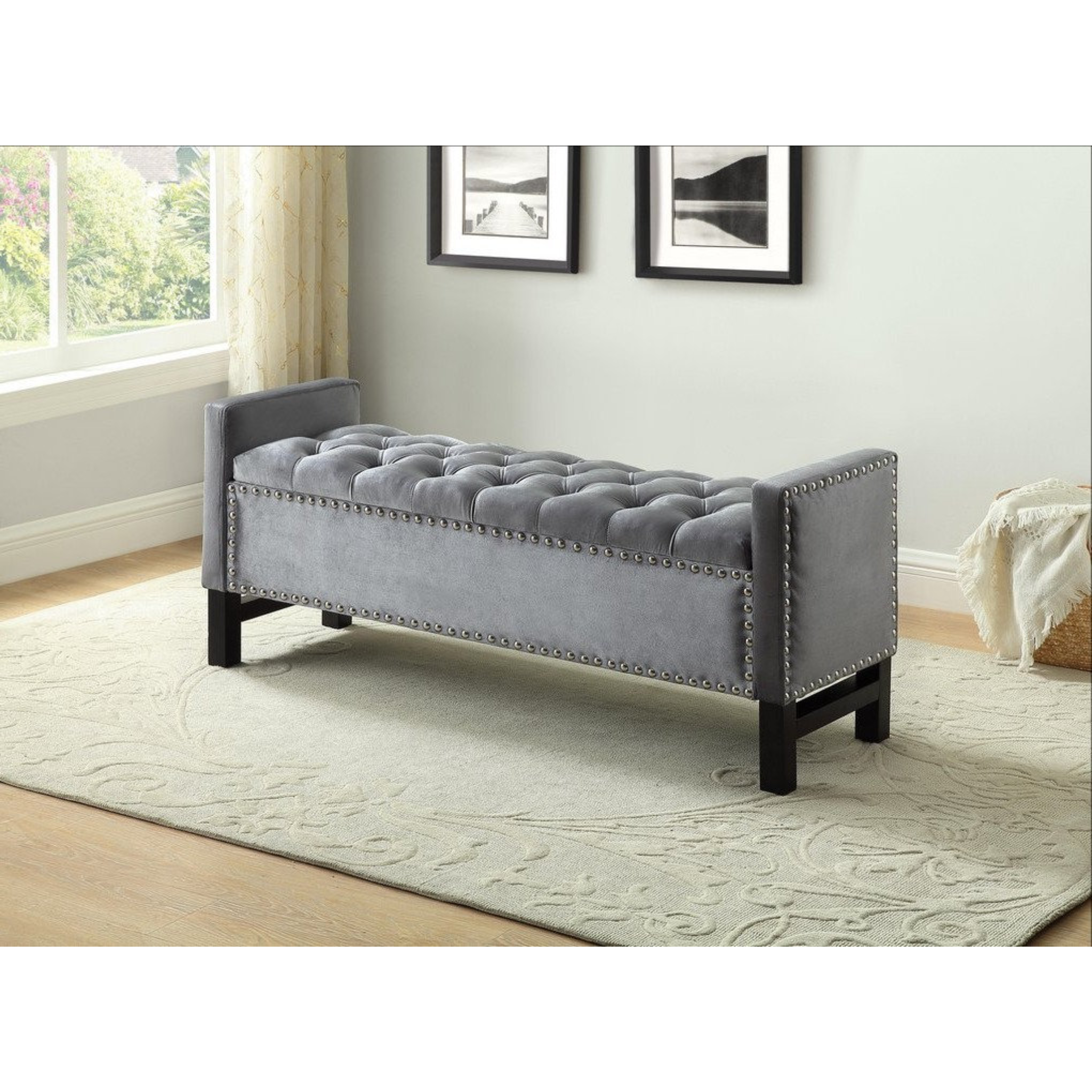 Grey Velvet Bench IF 6400