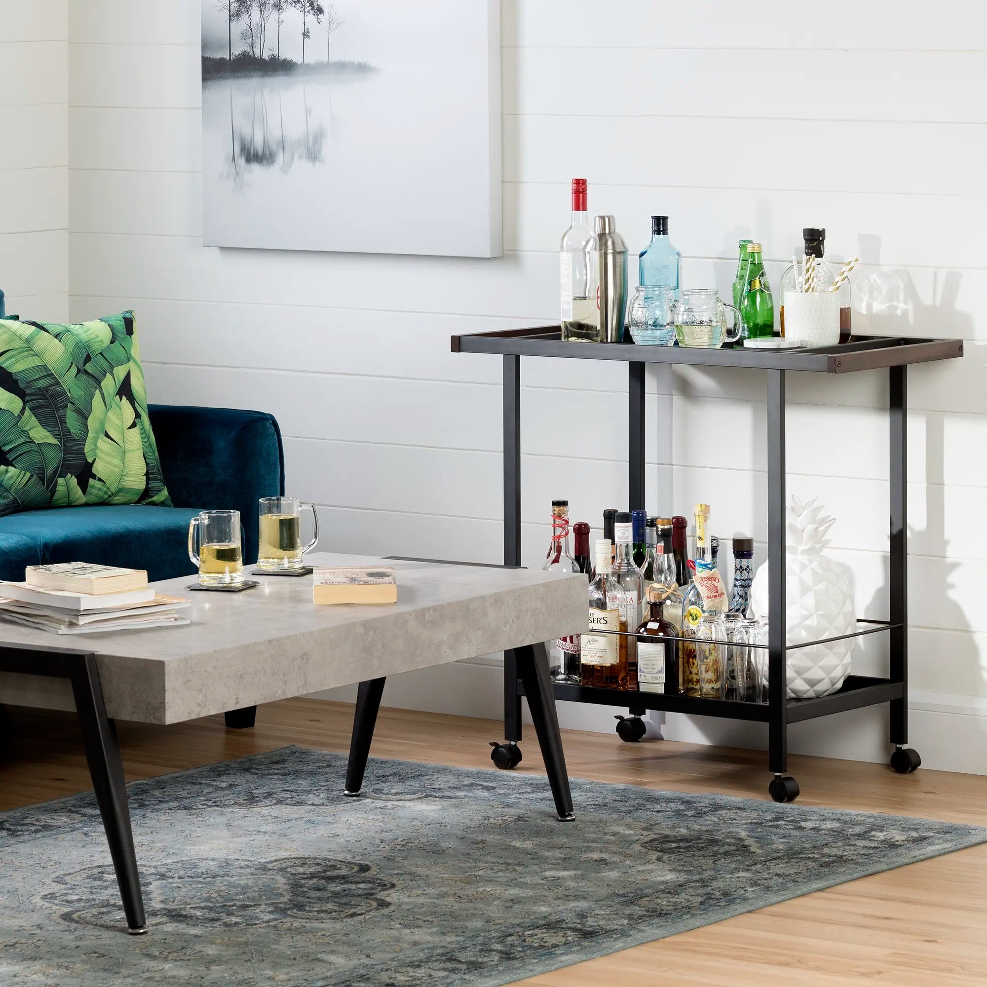 Metal Bar Cart on Wheels - City Life