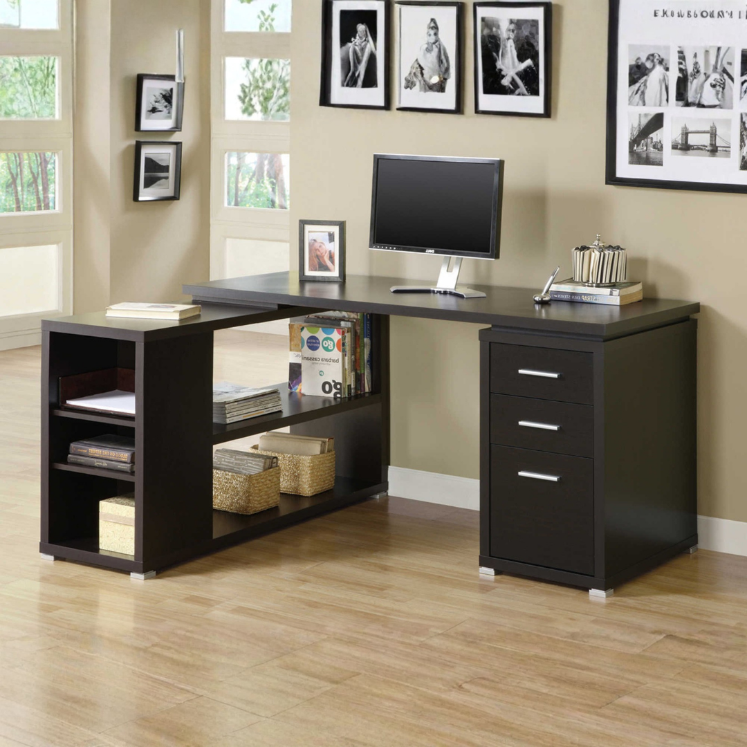Cornerix – Bureau d'ordinateur en forme de L – Espresso