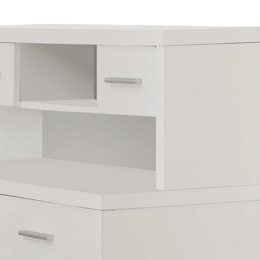 Hutchera – L-Shape Corner Desk with Hutch – White