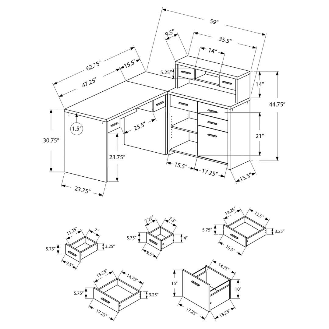 Hutchera – L-Shape Corner Desk with Hutch – White