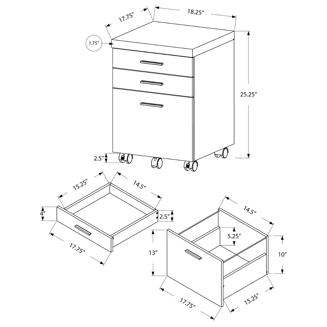 Rustelo – 3-Drawer Filing Cabinet – White