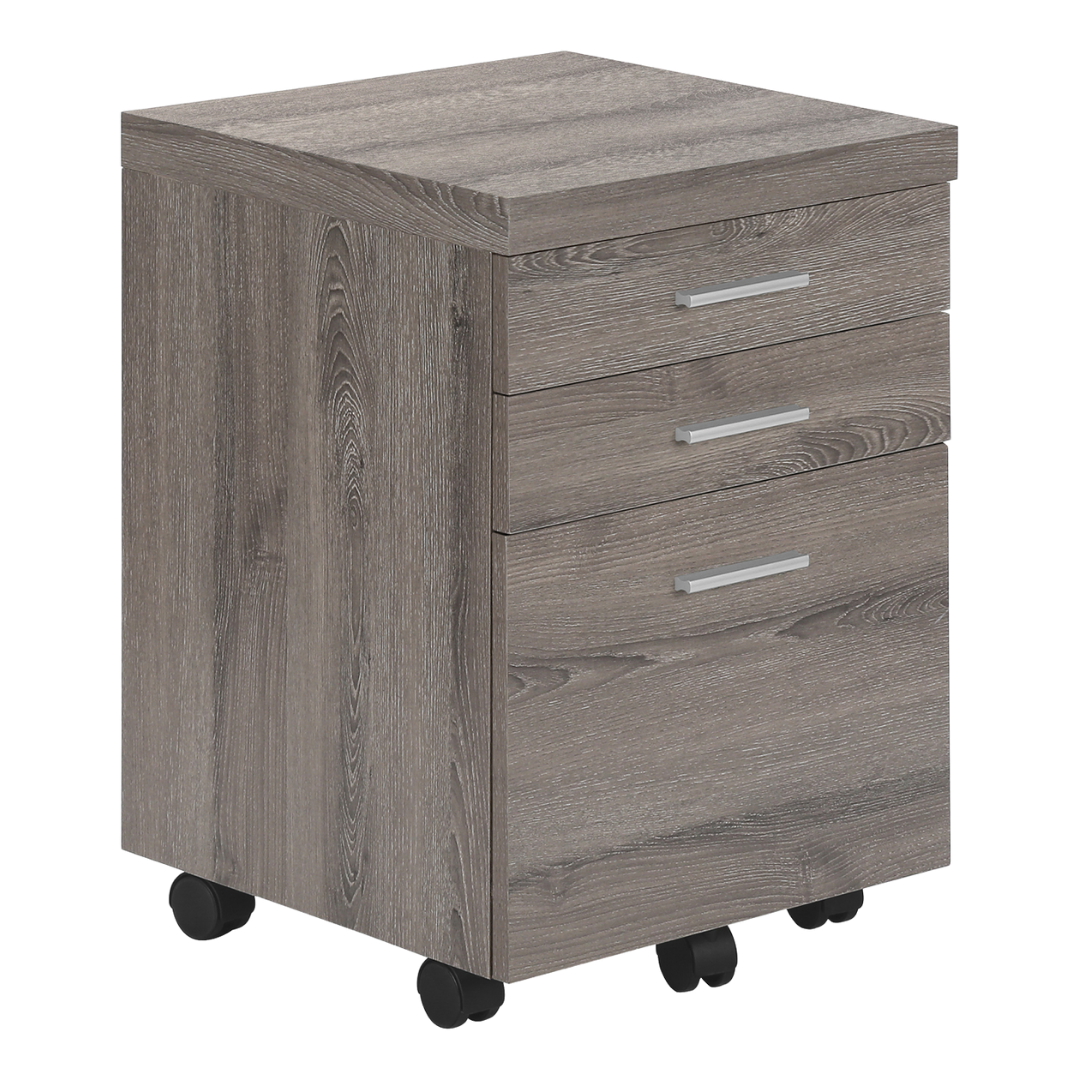 Rustelo – 3-Drawer Filing Cabinet – Dark Taupe