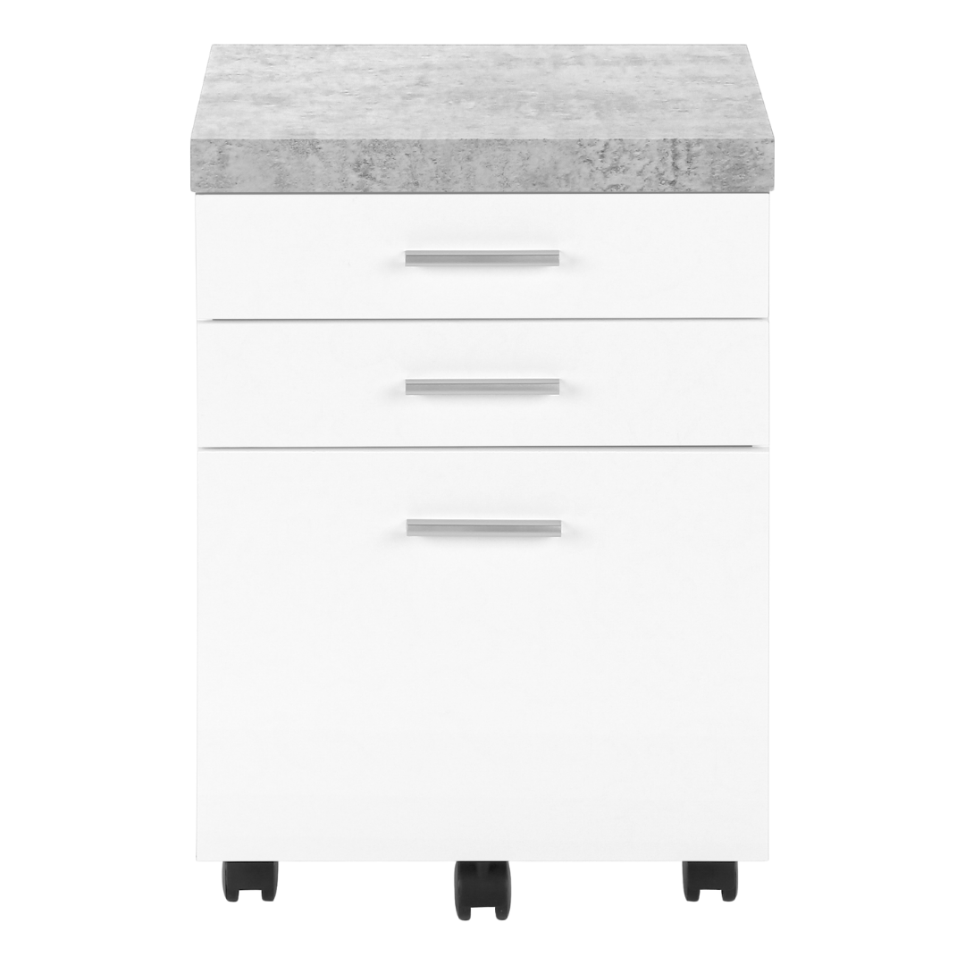 Rustelo – 3-Drawer Filing Cabinet – White Cement Look