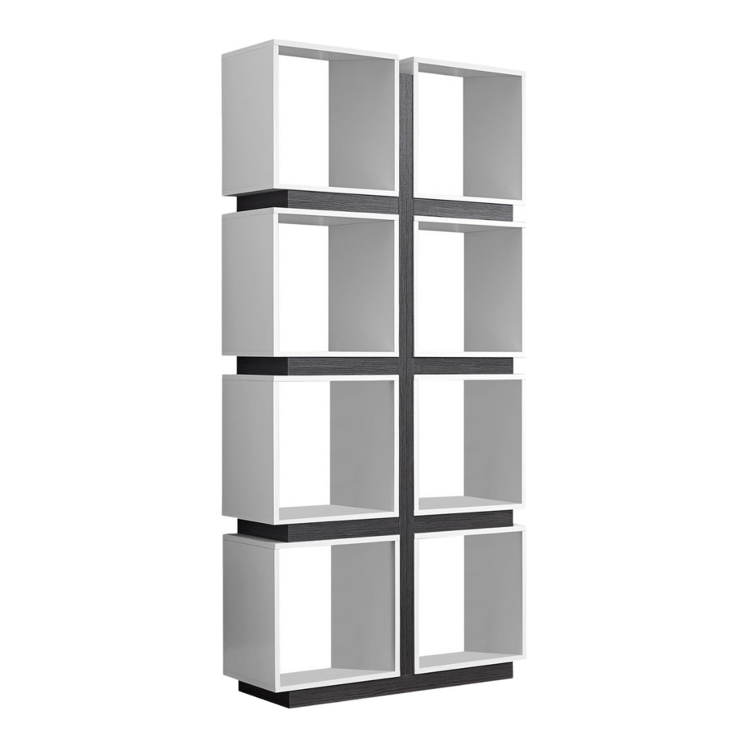 Modulyx – 71"H 8-Cube Bookcase – White & Grey Cedar