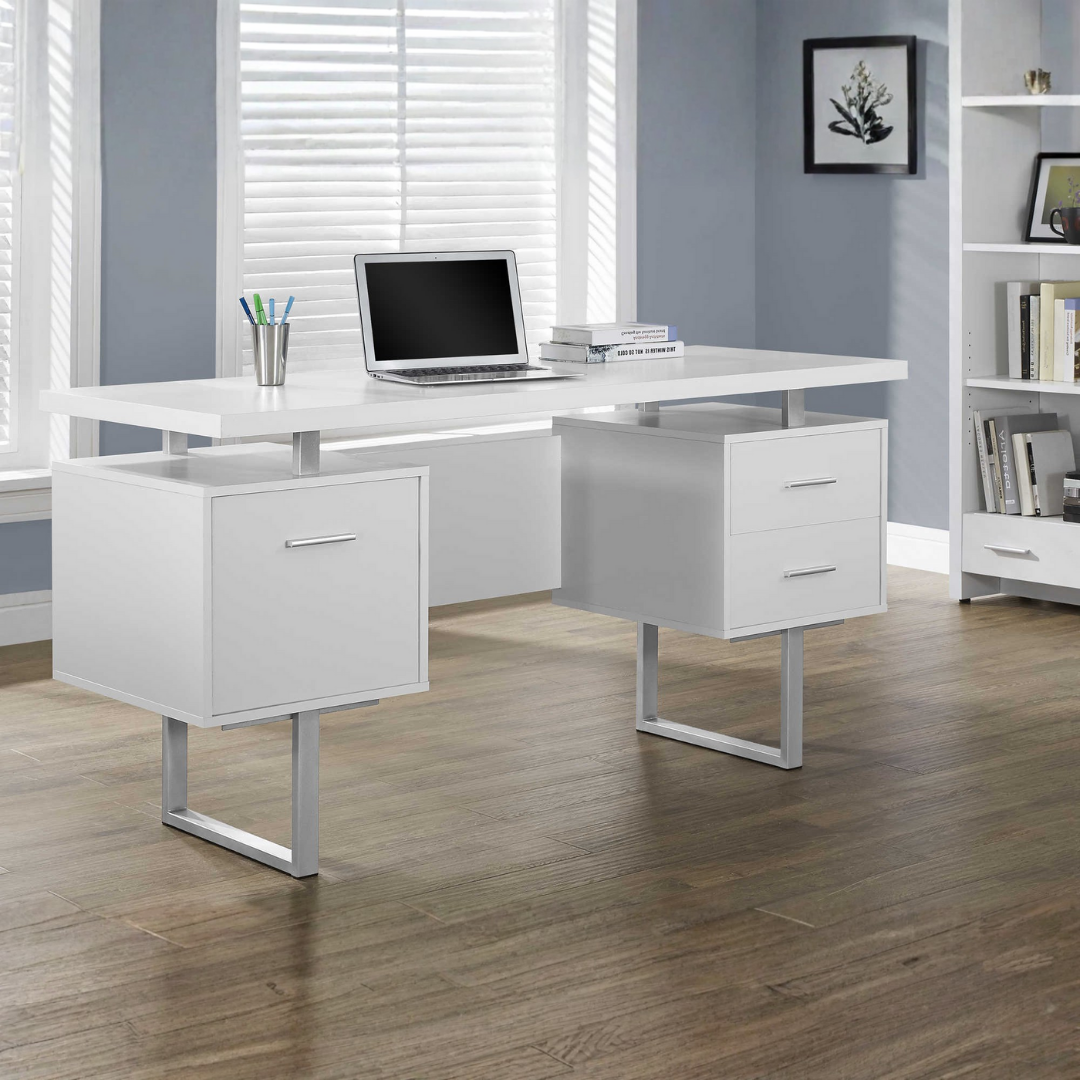 Floatrex – Bureau d'ordinateur – Métal blanc/argenté