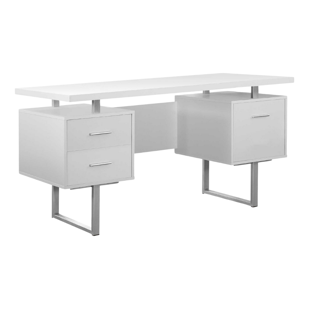 Floatrex – Bureau d'ordinateur – Métal blanc/argenté