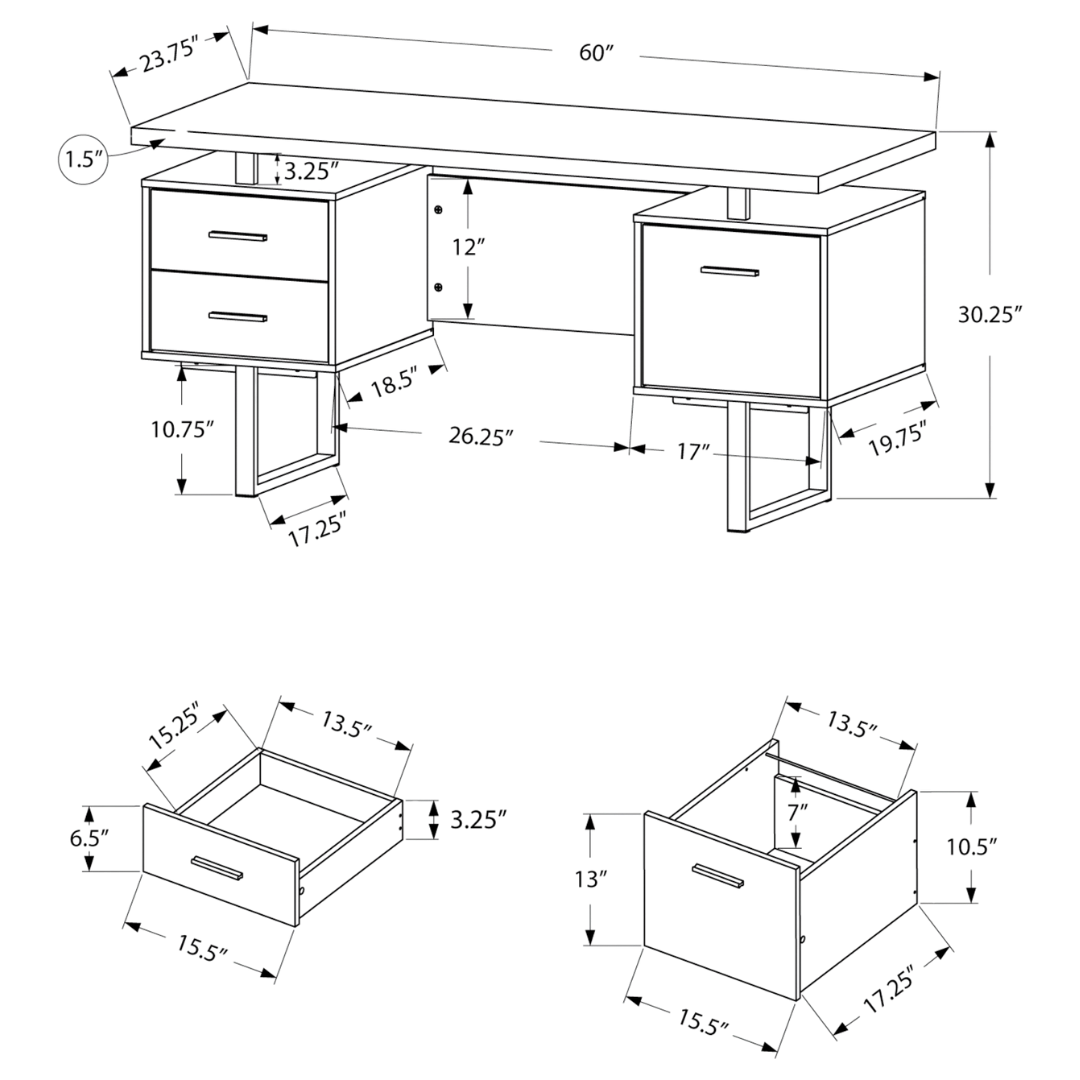 Floatrex – Computer Desk – White / Silver Metal