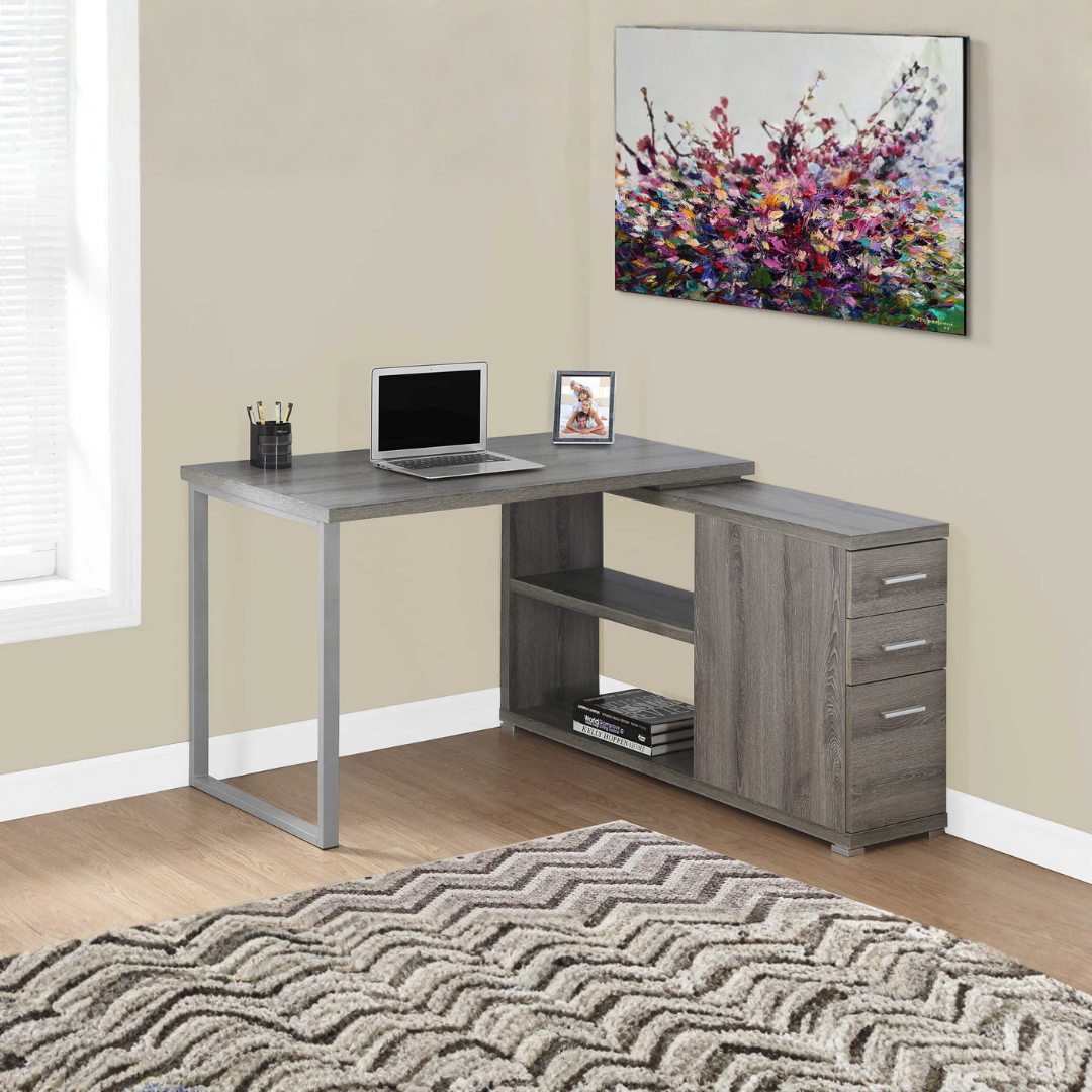 Flexiora – Bureau d'ordinateur en forme de L – Taupe foncé