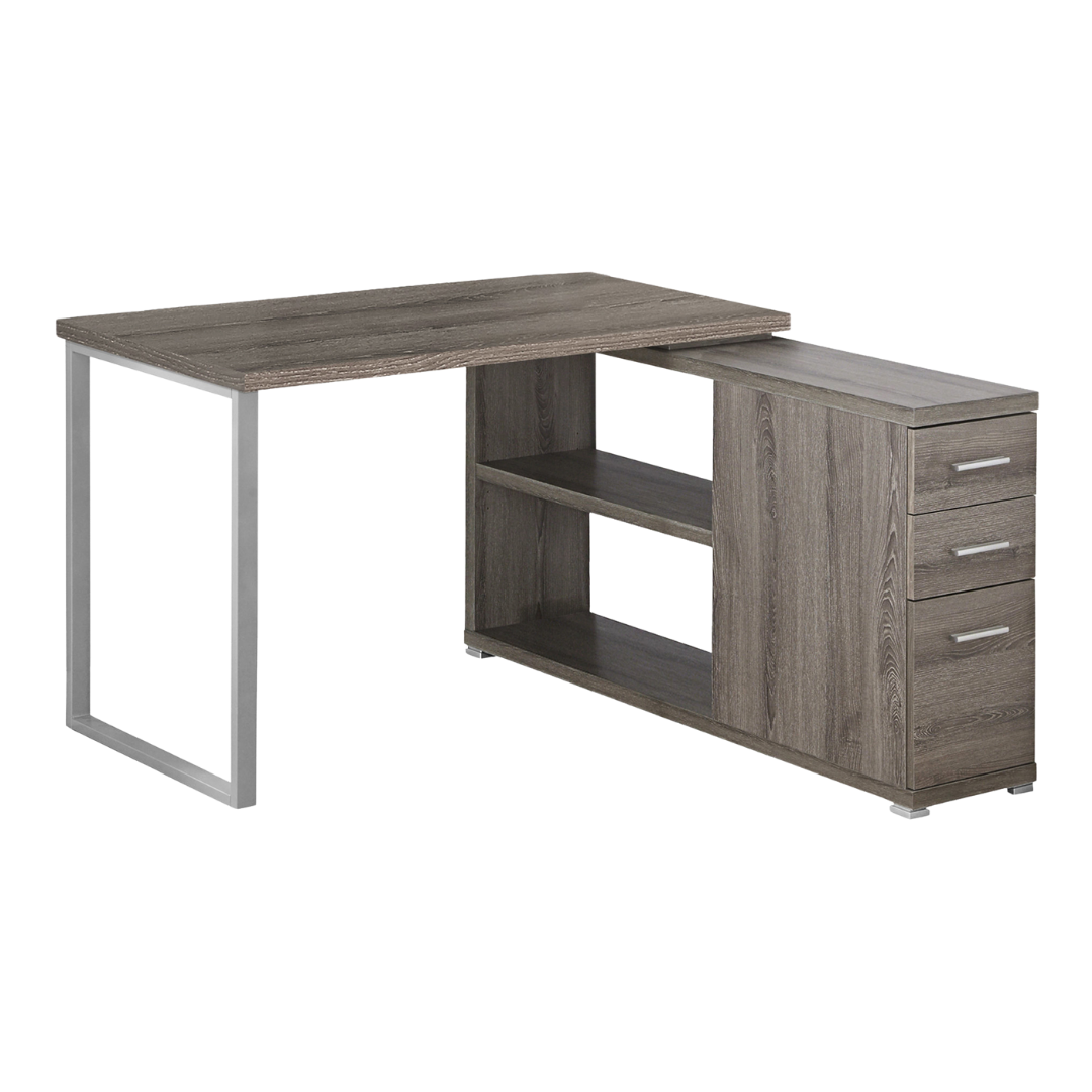 Flexiora – Bureau d'ordinateur en forme de L – Taupe foncé