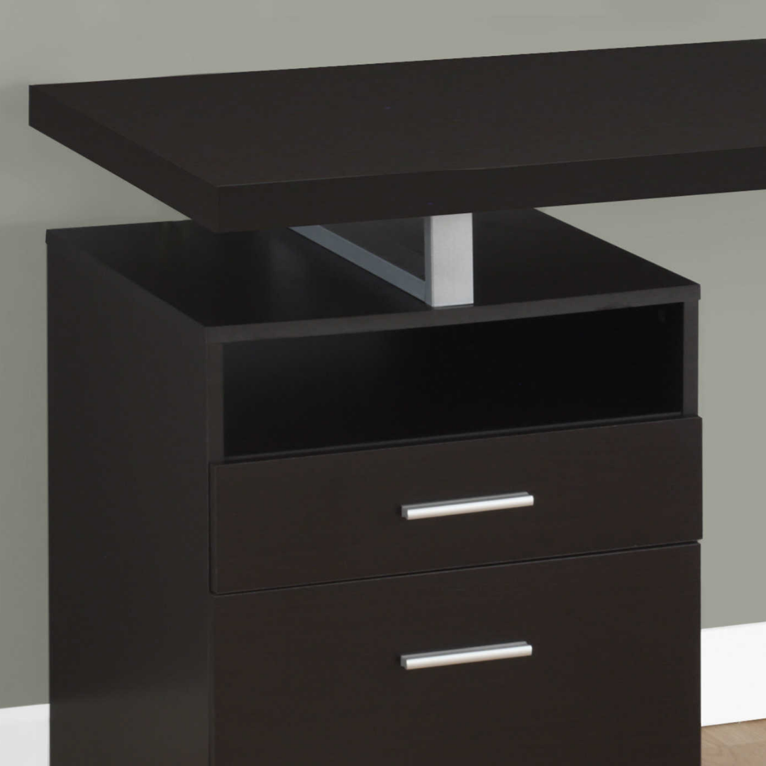 Storvion – Computer Desk – Espresso / Silver Metal