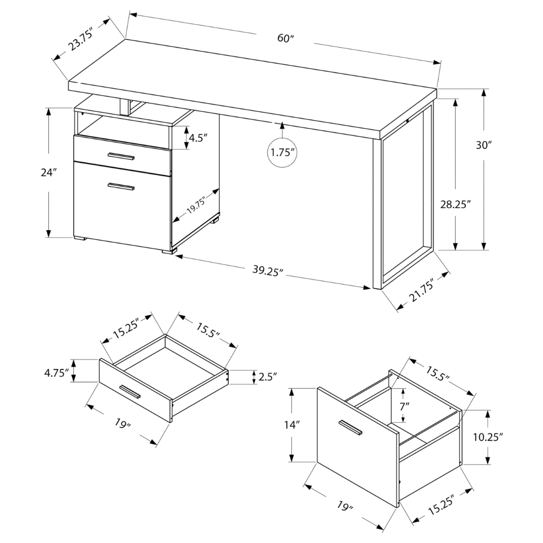 Storvion – Bureau d'ordinateur – Métal blanc/argenté