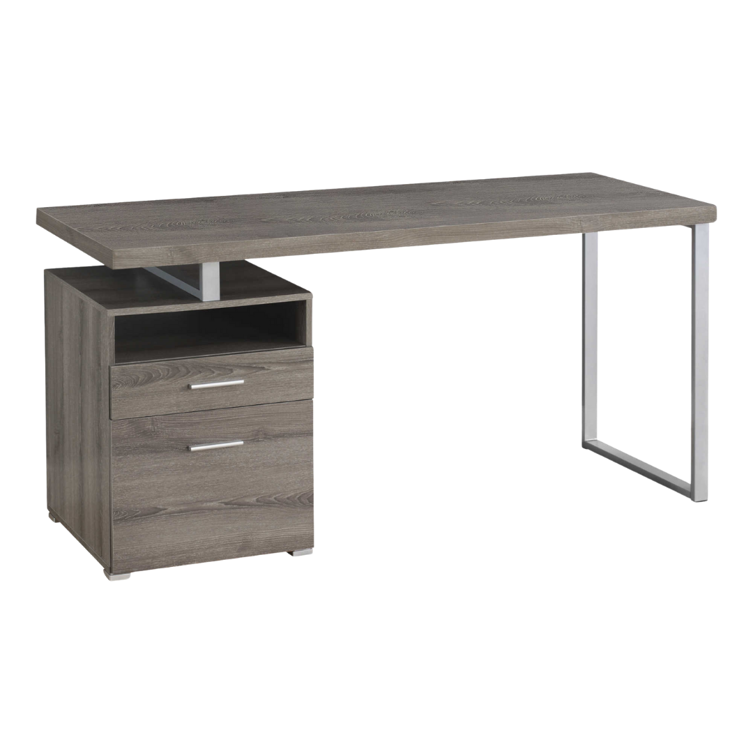 Storvion – Computer Desk – Dark Taupe / Silver Metal