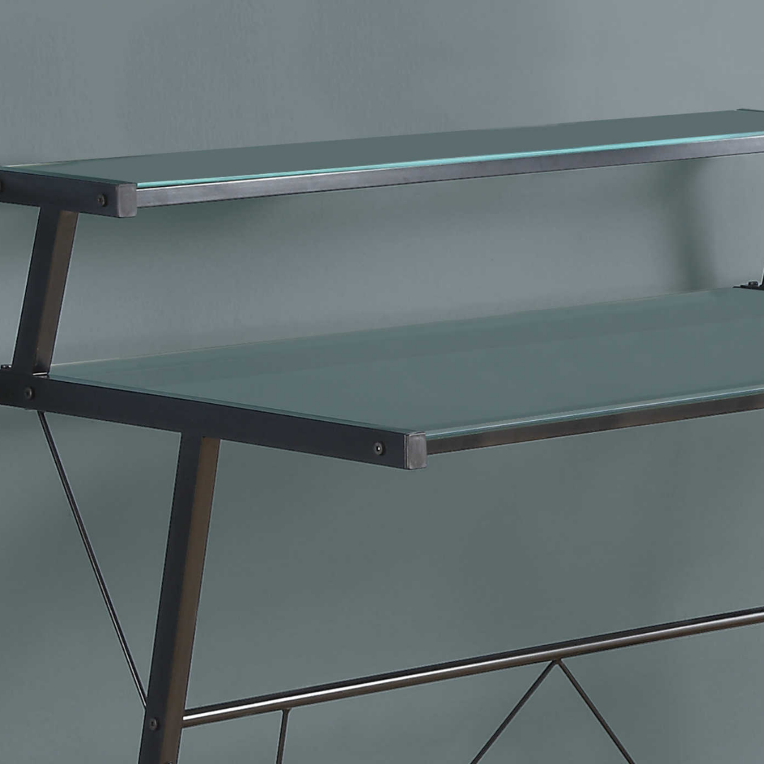 Bureau d'angle en L Glasstrix – Verre trempé / Métal noir