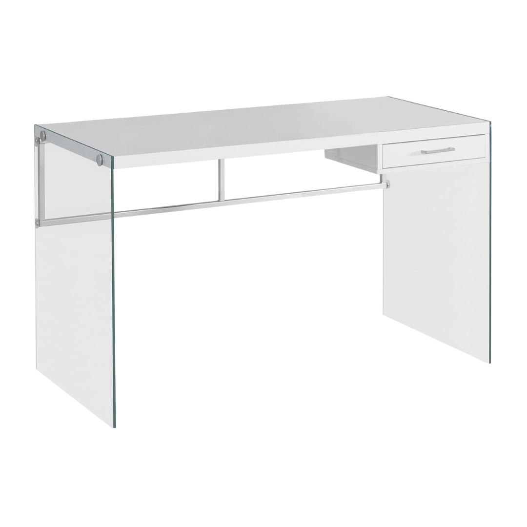 Glassira – Writing Desk – Glossy White / Tempered Glass