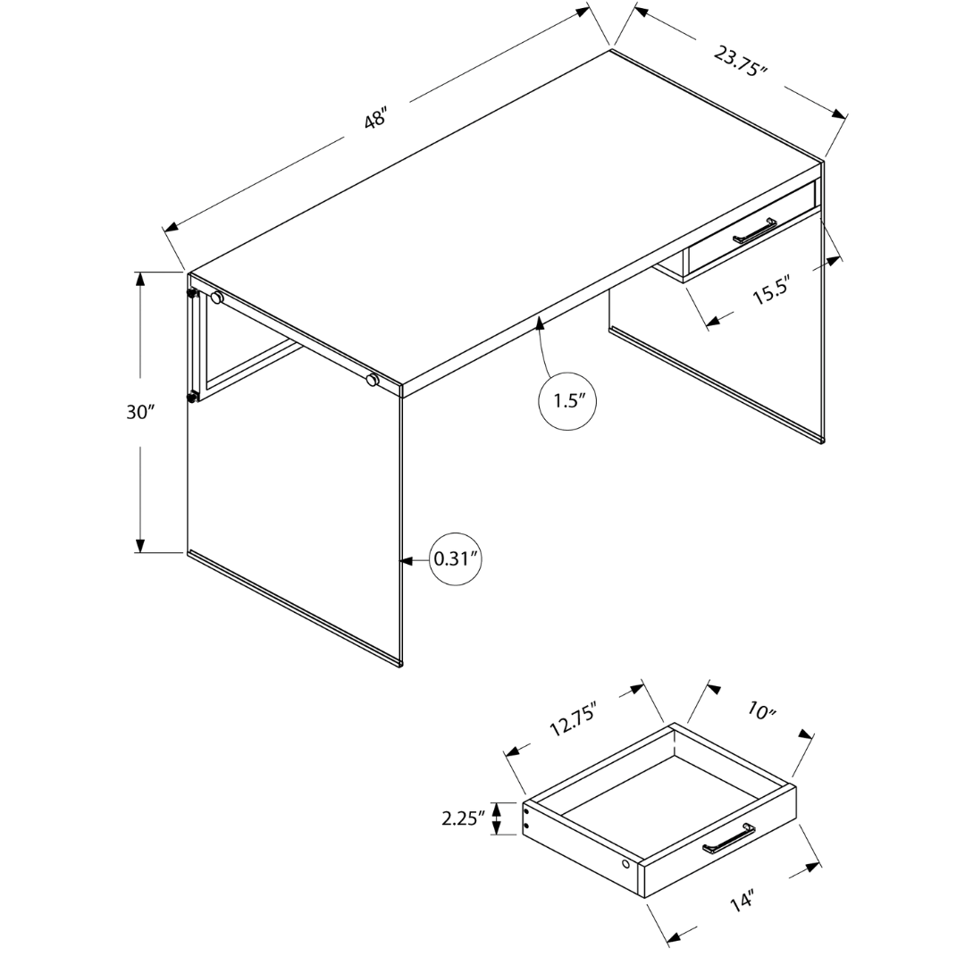 Bureau Glassira – Blanc brillant / Verre trempé