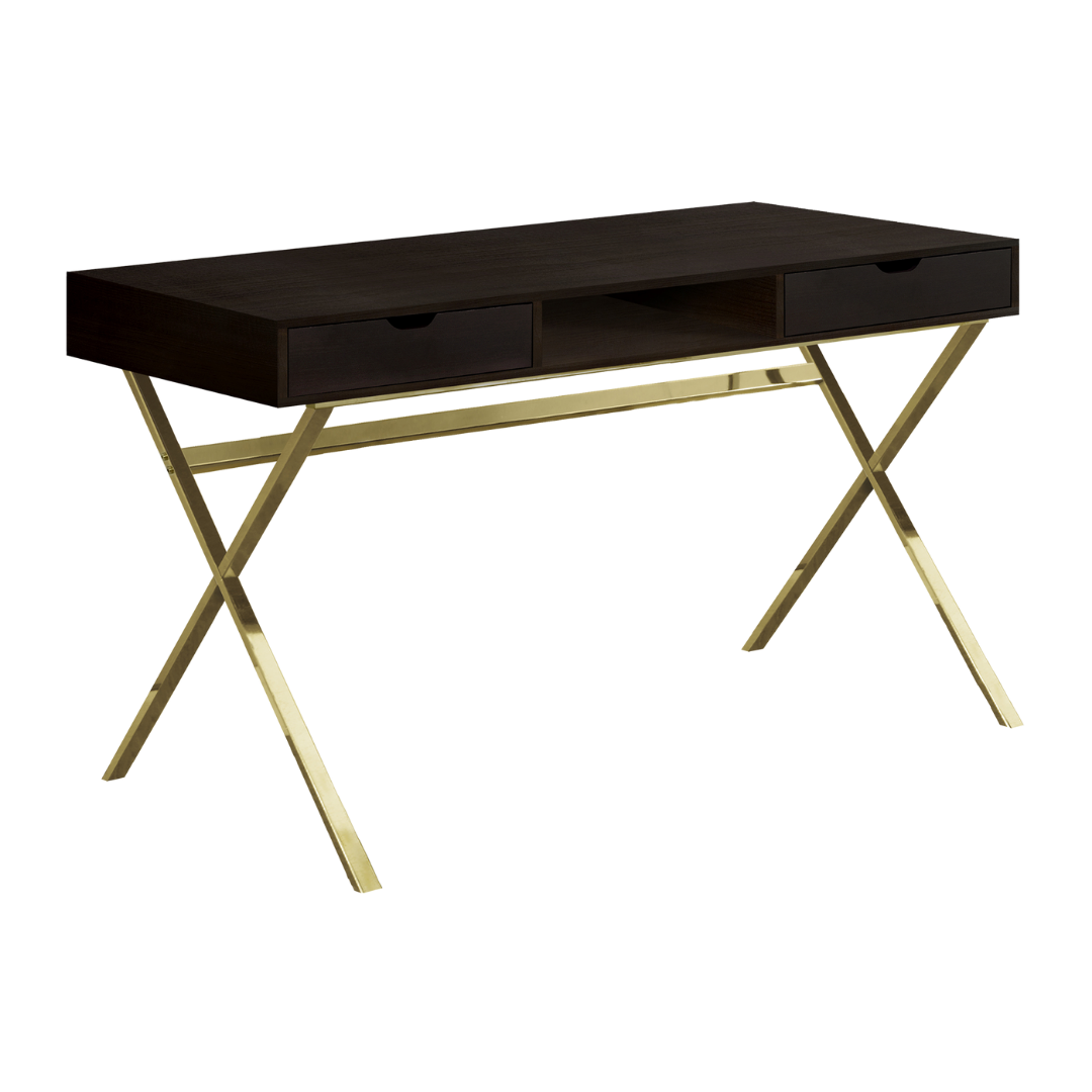 Krossen – Writing Desk – Espresso / Gold Metal