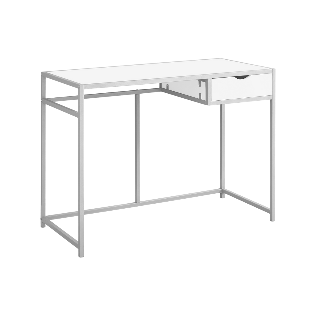 Slimvora – Writing Desk – White / Silver Metal