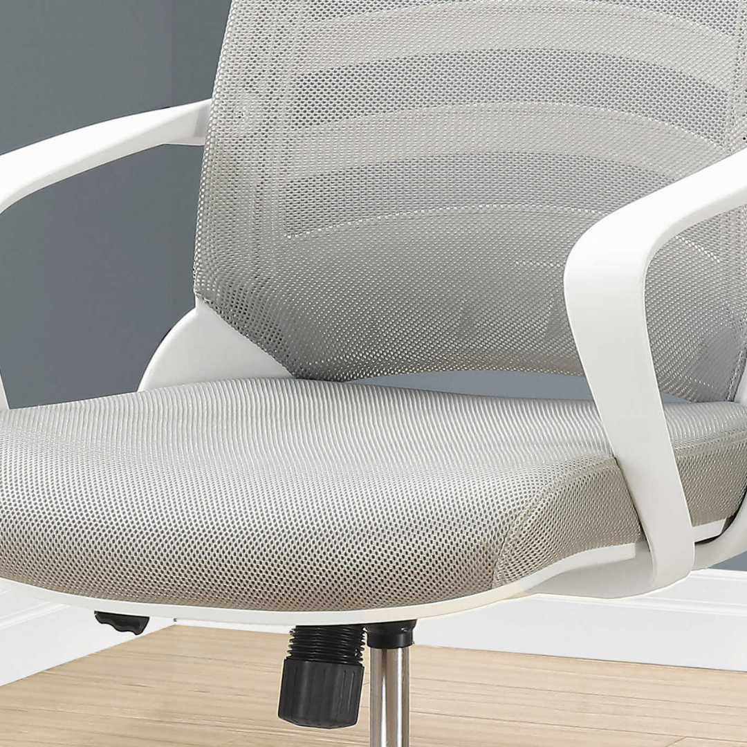 Aerolite – Chaise de bureau mi-haute en maille – Blanc et gris