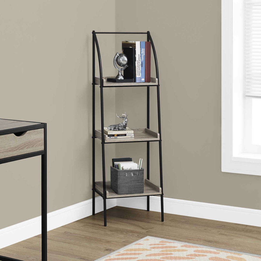 Ladderyx – Bibliothèque échelle en métal de 122 cm (48 po) de hauteur – Taupe foncé