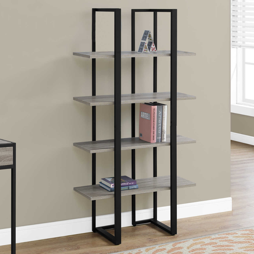 Metalux – Bibliothèque 152 cm H – Taupe foncé et métal noir