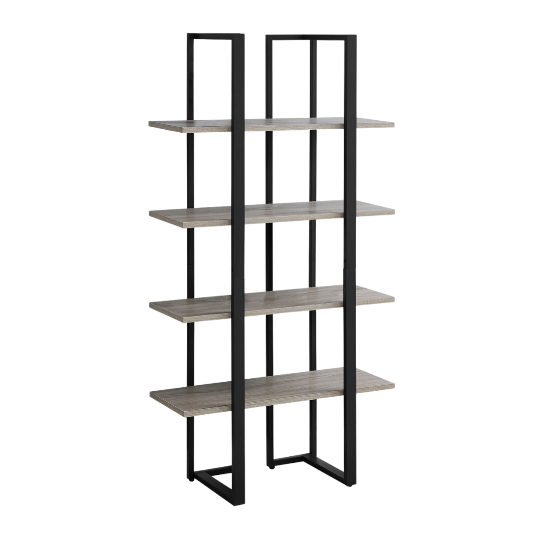 Metalux – 60"H Bookcase – Dark Taupe & Black Metal