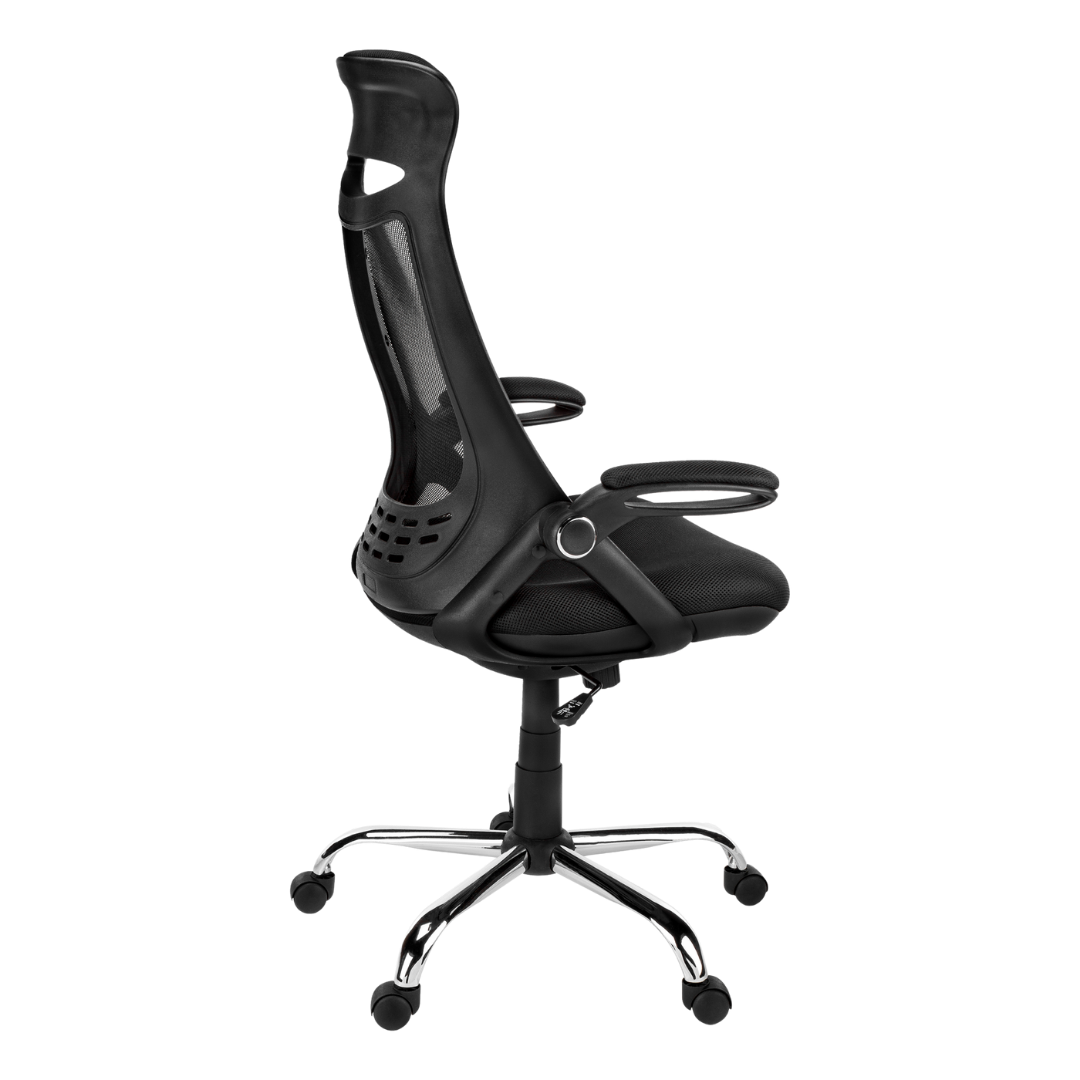 Aeroventis – Fauteuil de bureau à dossier haut en maille – Maille noire et chrome