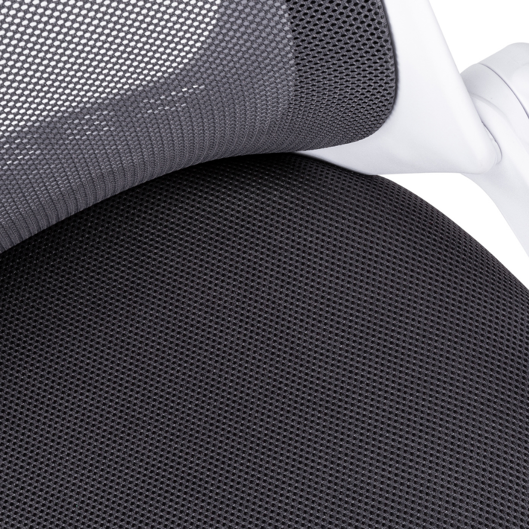 Aeroventis chaise de bureau ergonomique haut dossier mailles gris blanc base chromée – Bonito Montréal