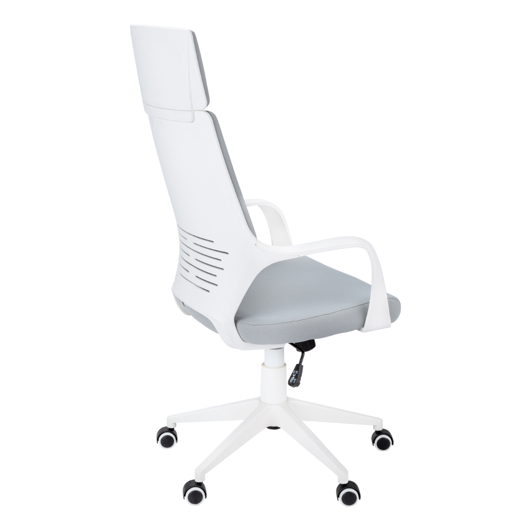 Stratoform – Chaise de bureau à dossier haut – Tissu blanc et gris