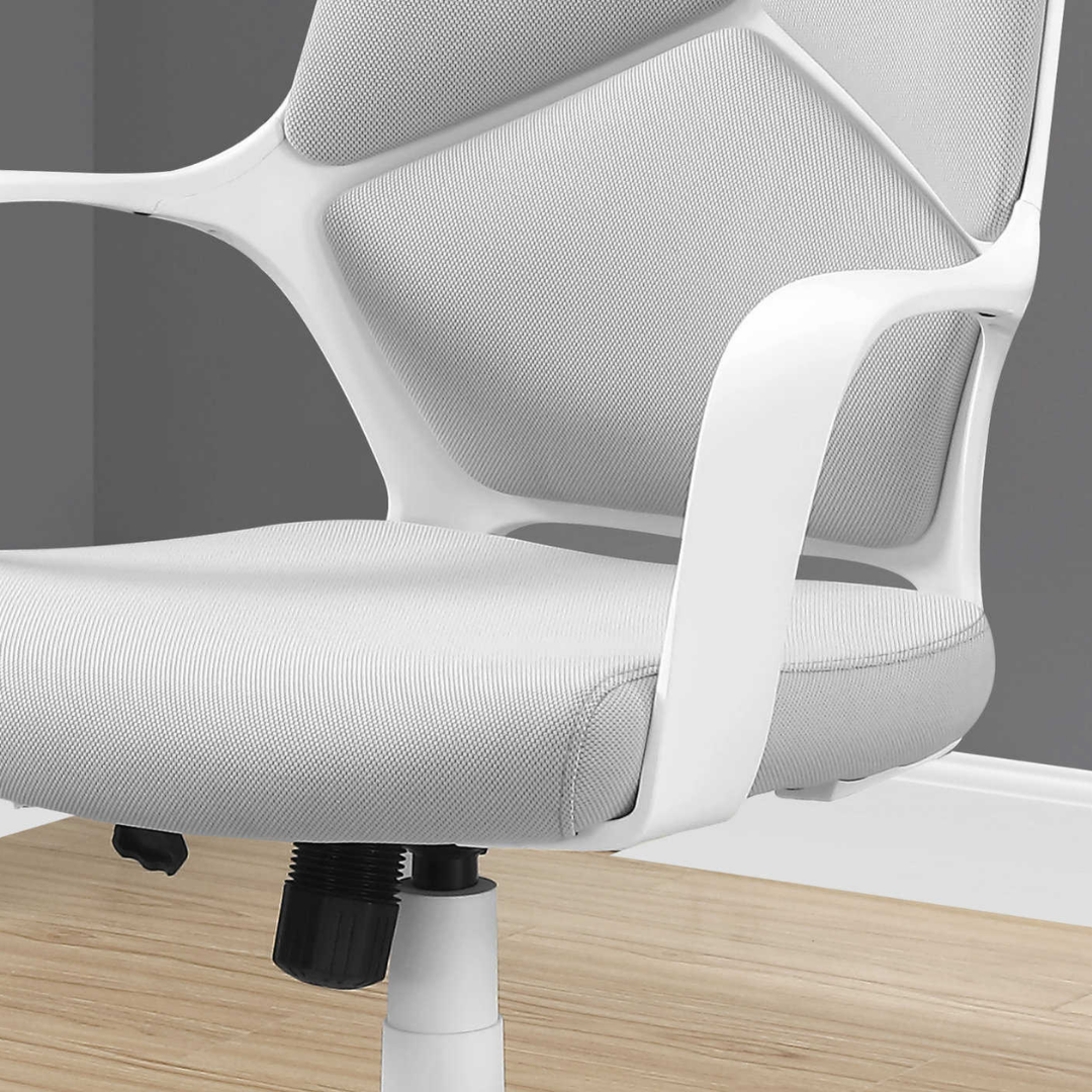 Stratoform – Chaise de bureau à dossier haut – Tissu blanc et gris